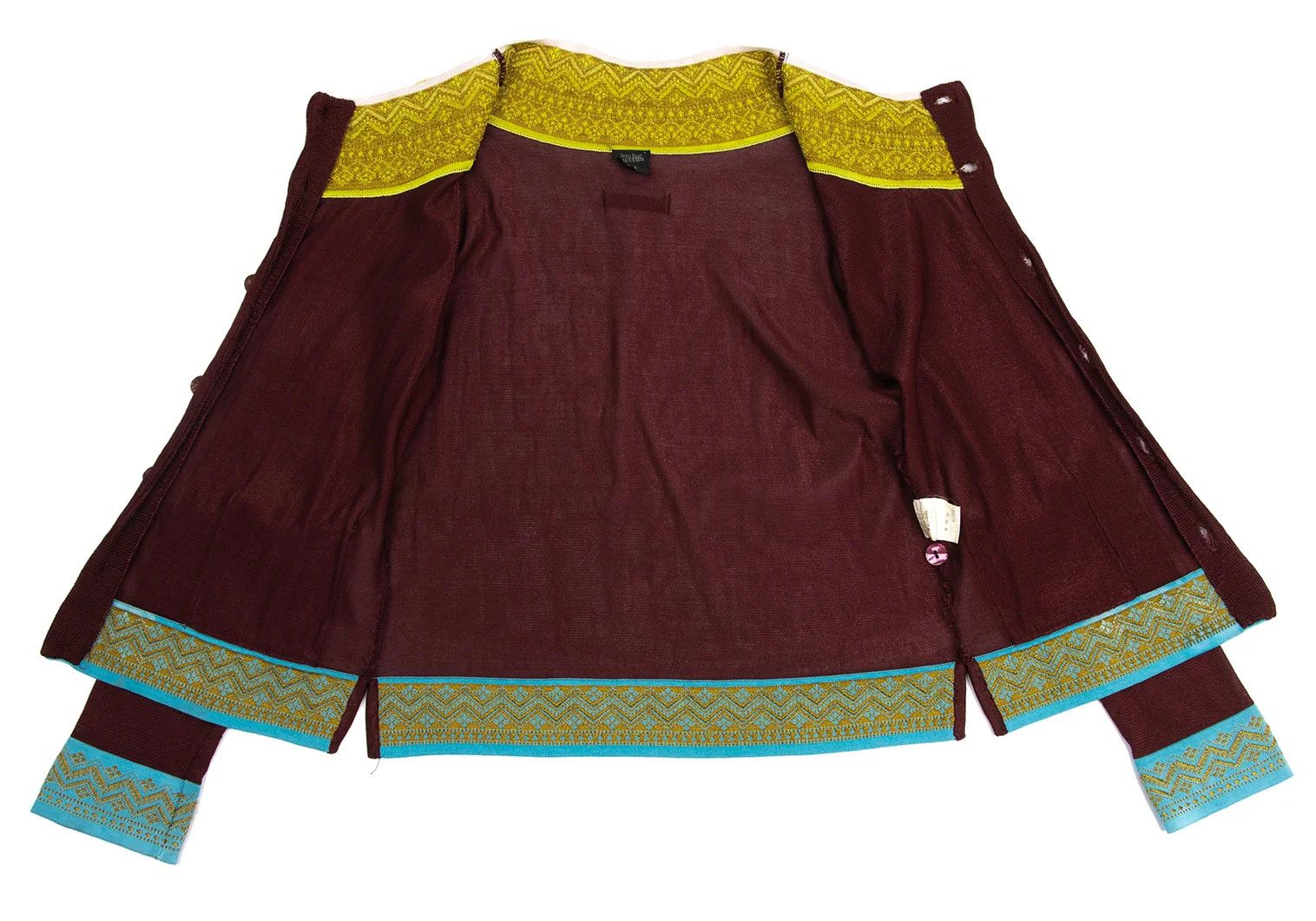 Jean Paul Gaultier Embroidered Panel Knit Cardigan in Bordeaux and Other Colors Size US M / EU 48-50 / 2 - 9 Thumbnail