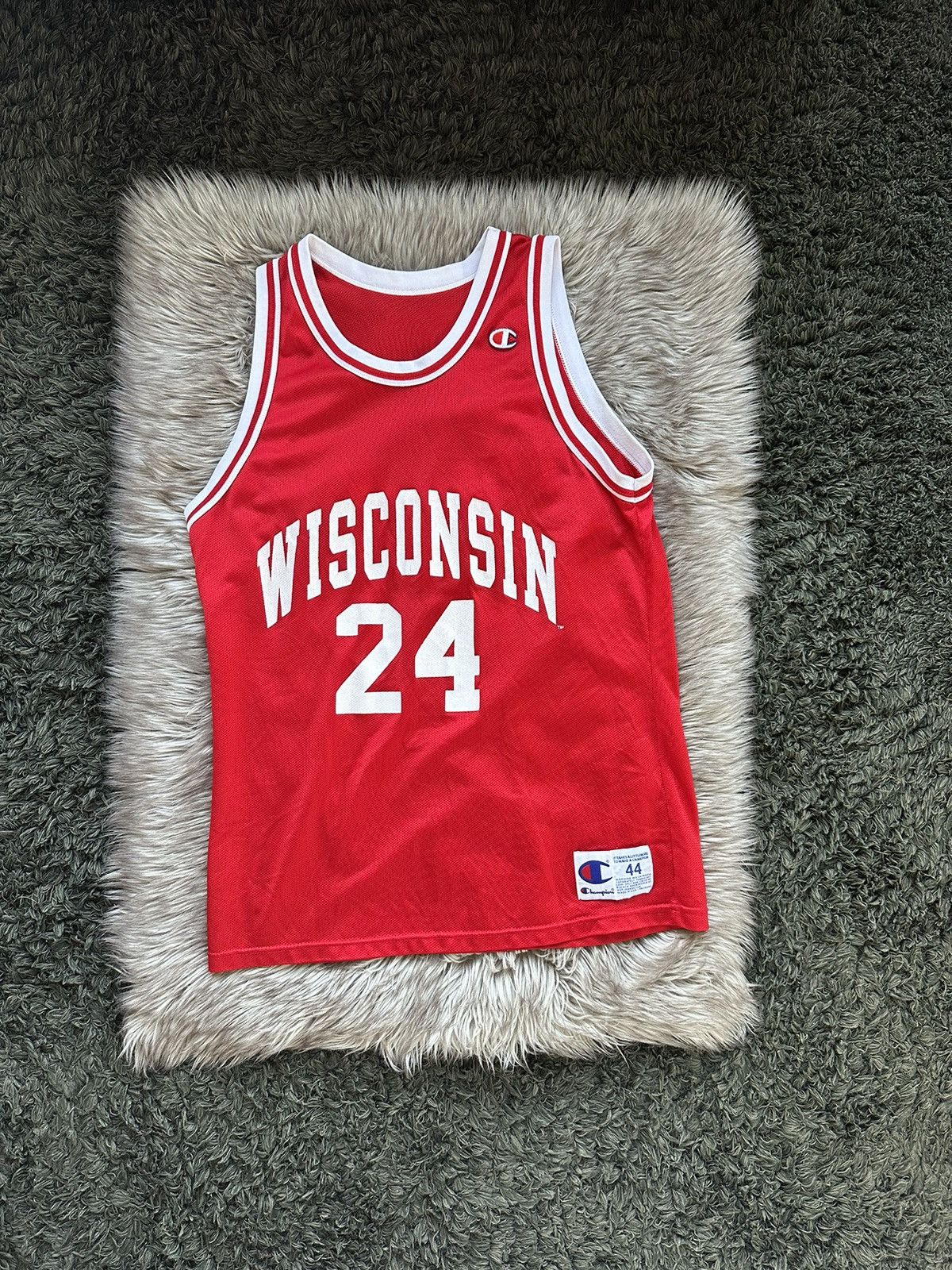 Image of NBA x Vintage Wisconsin Vintage Jersey in Red, Men's (Size Small)