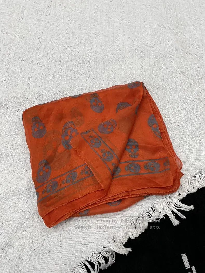 Alexander McQueen Alexander Mcqueen Orange skull printed scarf Size ONE SIZE - 1 Thumbnail