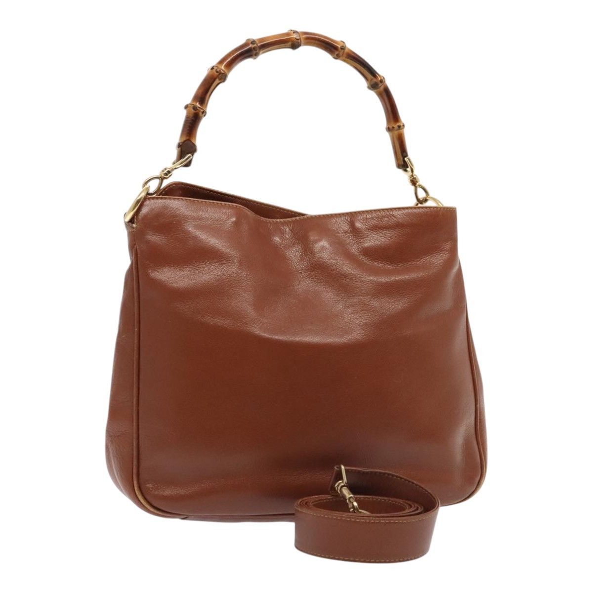 Gucci Bamboo Brown Leather Handbag (Pre-Owned) Size ONE SIZE - 1 Thumbnail