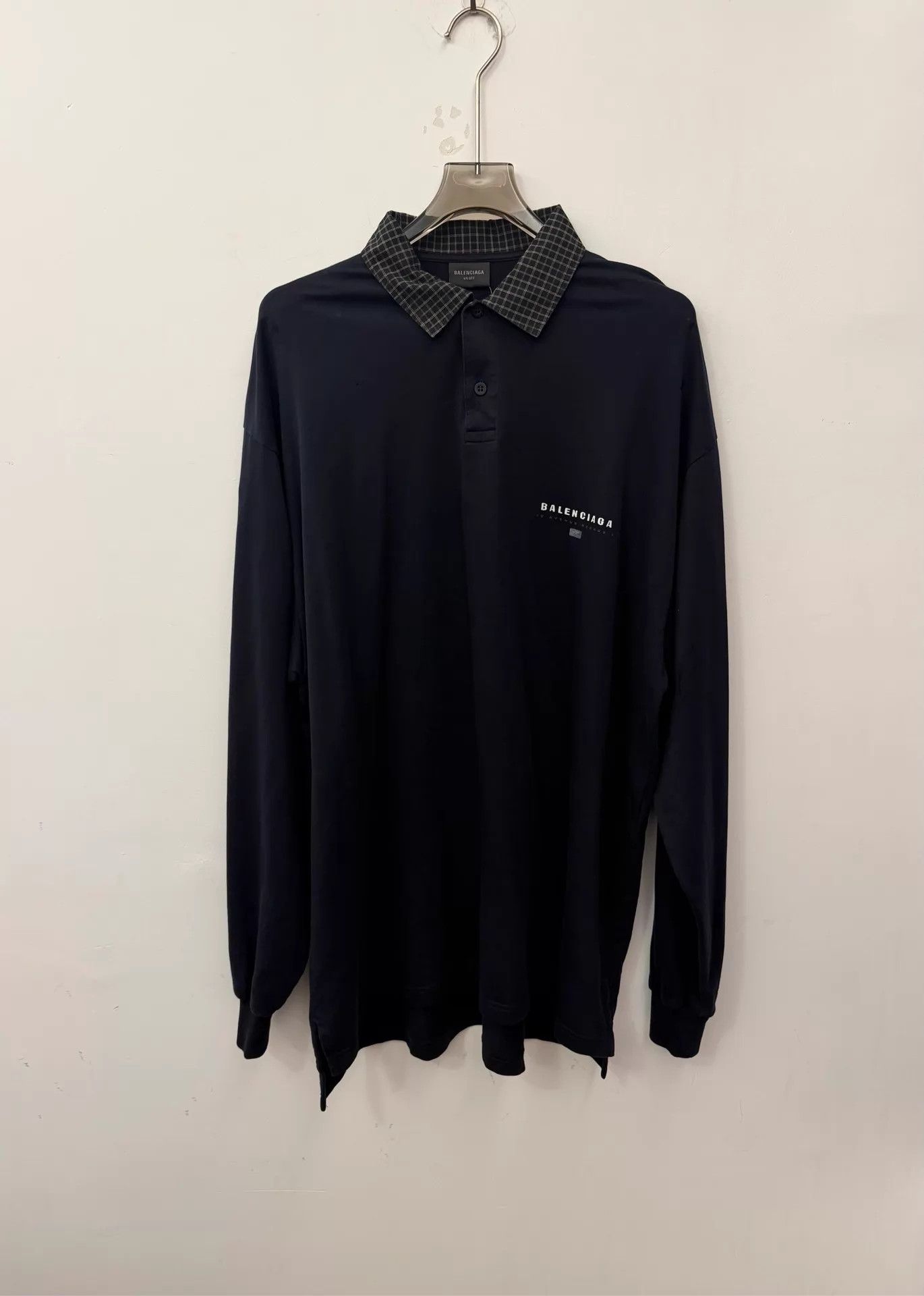 Balenciaga Balenciaga Faded Black Check Collar Polo Shirt Size 3 Size US L / EU 52-54 / 3 - 1 Thumbnail