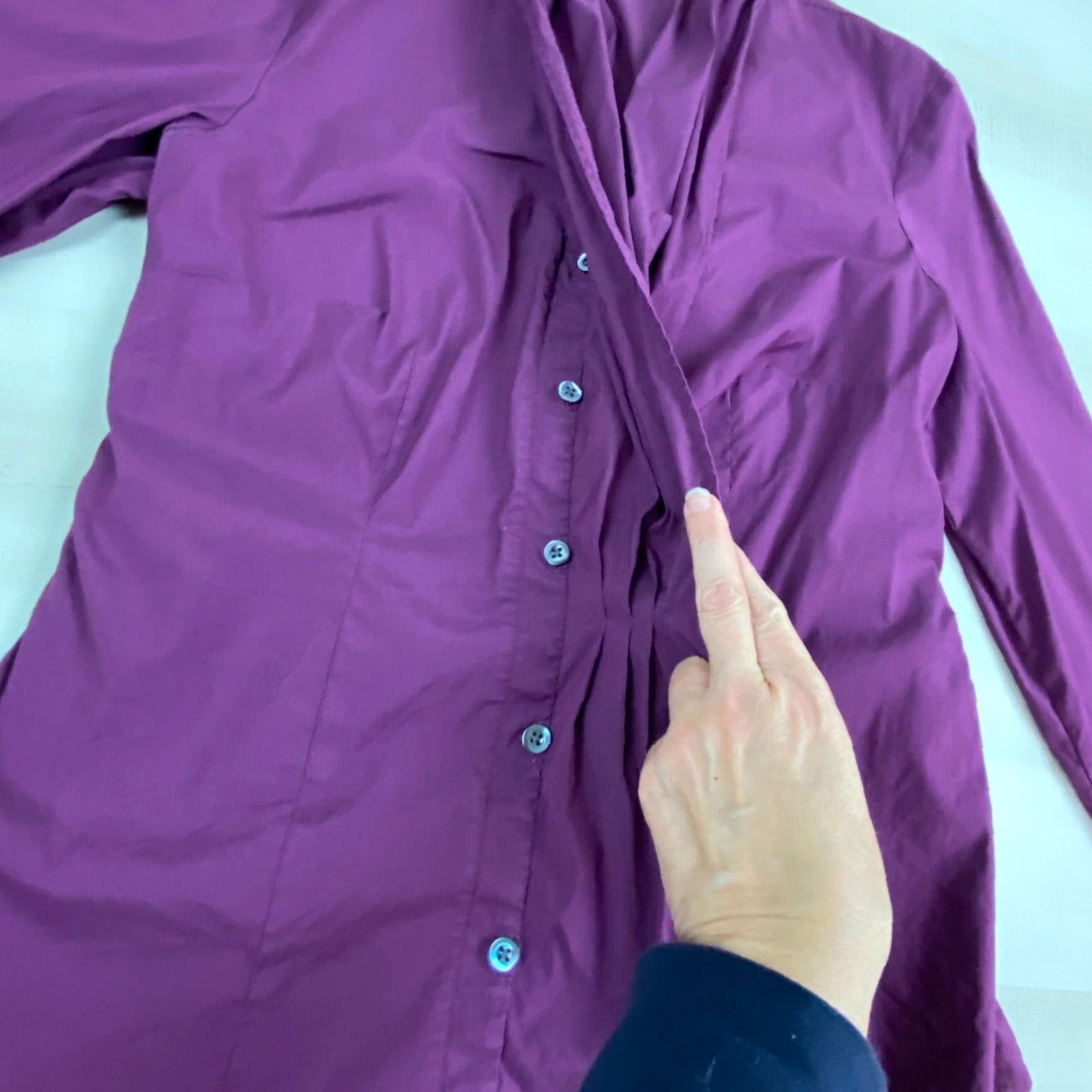 Ann Taylor Ann Taylor Womens Purple Pleated Button Up Top 6 Professional Career Shirt Size M / US 6-8 / IT 42-44 - 5 Thumbnail