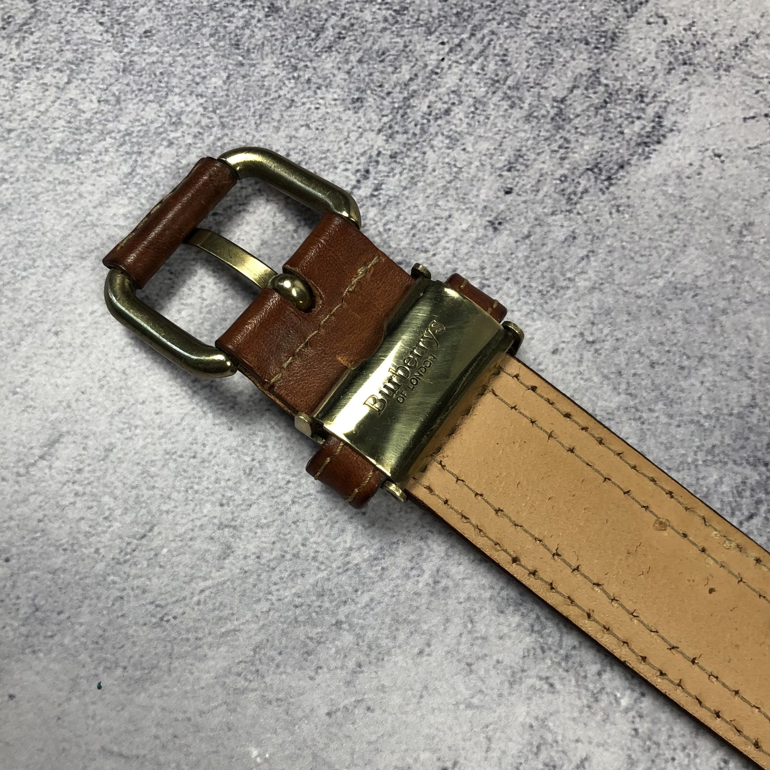 Burberry Vintage 90s Burberrys Nova Check Leather Belt Size ONE SIZE - 3 Thumbnail