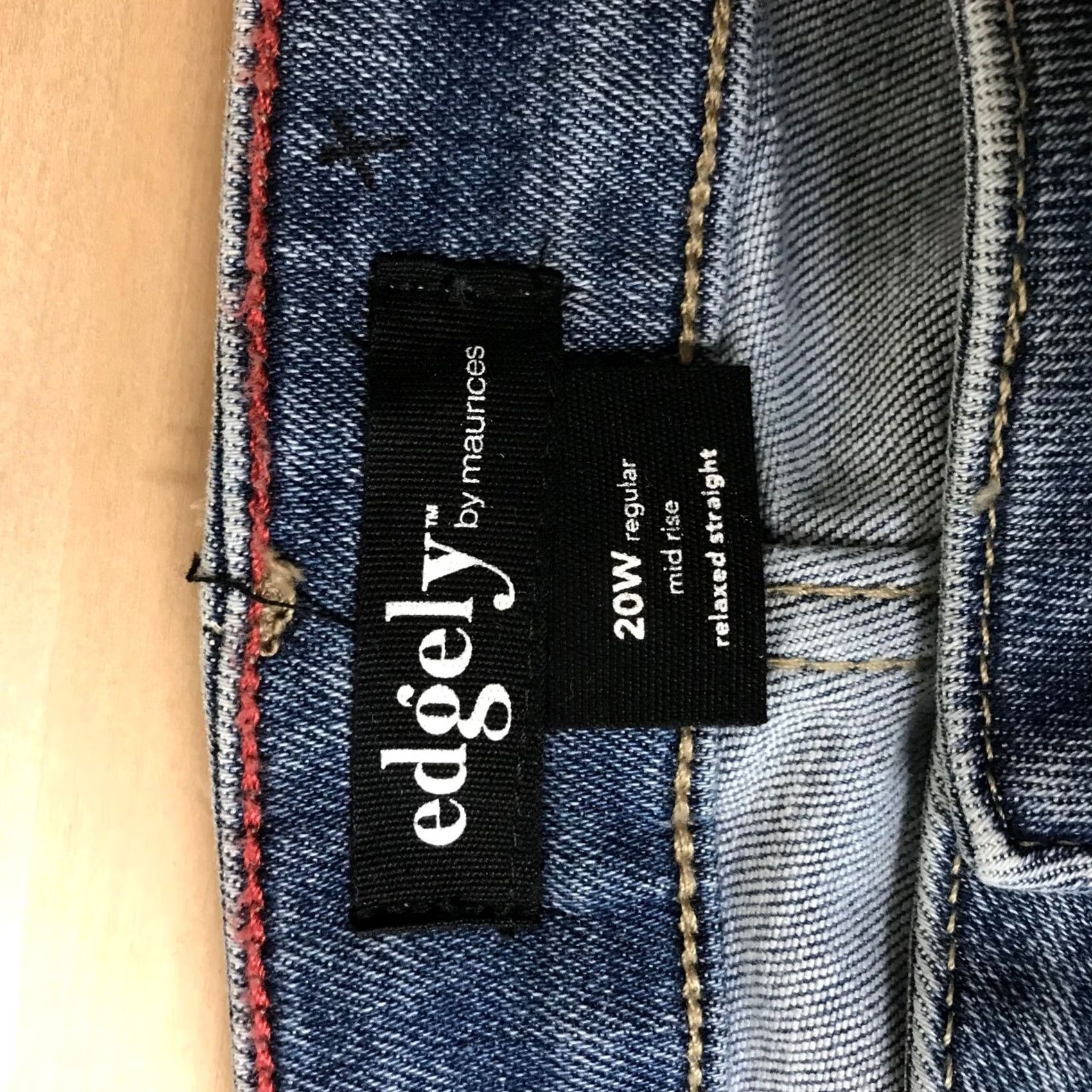 Vintage Edgely by Maurices Jeans Relaxed Straight Mid Rise Distressed 5-Pocket Denim Plus 20W Blue Womens Size 42" / US 20 - 7 Thumbnail