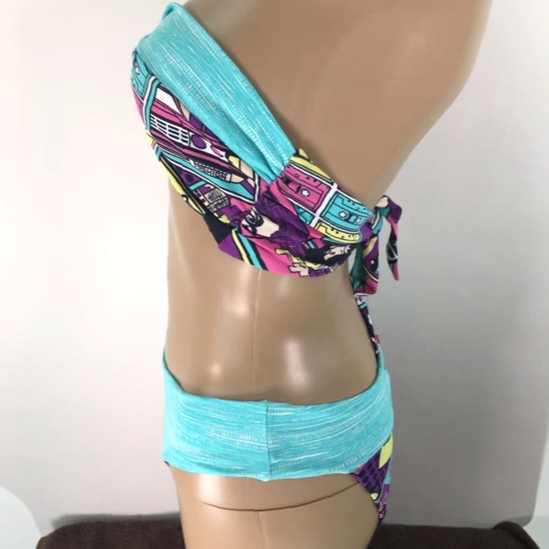 Magnanni Dunnas By Francesca Magnani Bikini Adult Small Blue Abstract Strapless Womens Size ONE SIZE - 4 Thumbnail