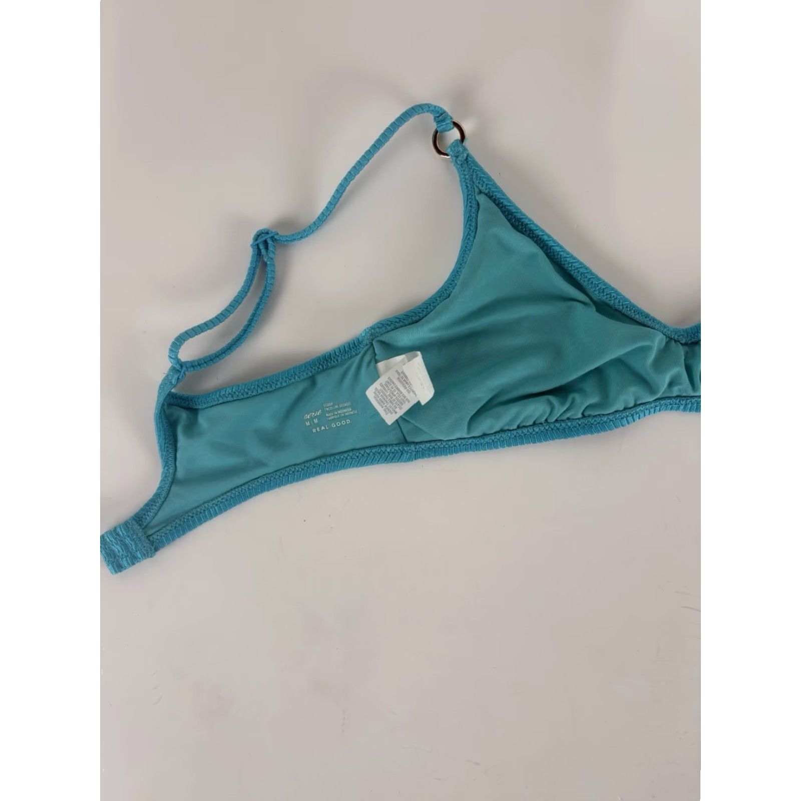 Vintage Aerie Turquoise Bikini Top Womens M Scoop V-Neck No Padding Adjustable Strap Back Logo Beach Modern Size M / US 6-8 / IT 42-44 - 4 Thumbnail