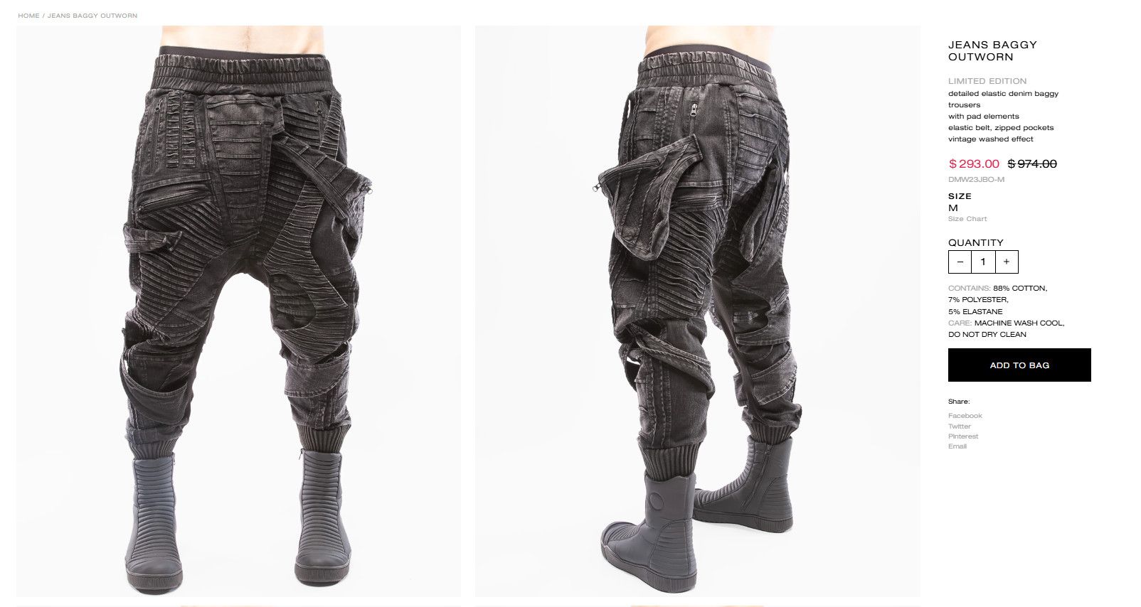 Demobaza Demobaza Jeans Baggy Outworn Limited Edition Size US 33 - 2 Thumbnail