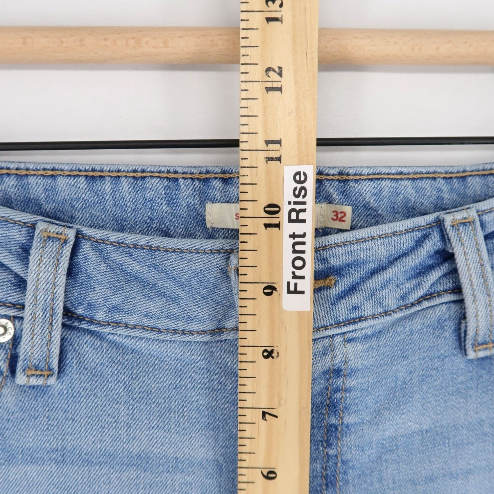 Levi's Levi'S Superlow Boot Jeans Womens 32 Blue Distressed Low Rise Bootcut Stretch Size 24" / US 00 / IT 34 - 7 Thumbnail