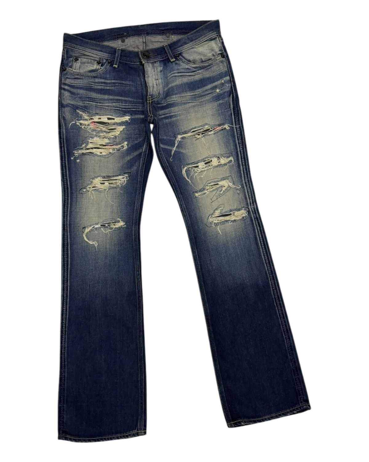 If Six Was Nine 💥Y2K Rodeo Made In Japan Rockstar Distressed Denim Jeans Size US 33 - 3 Thumbnail