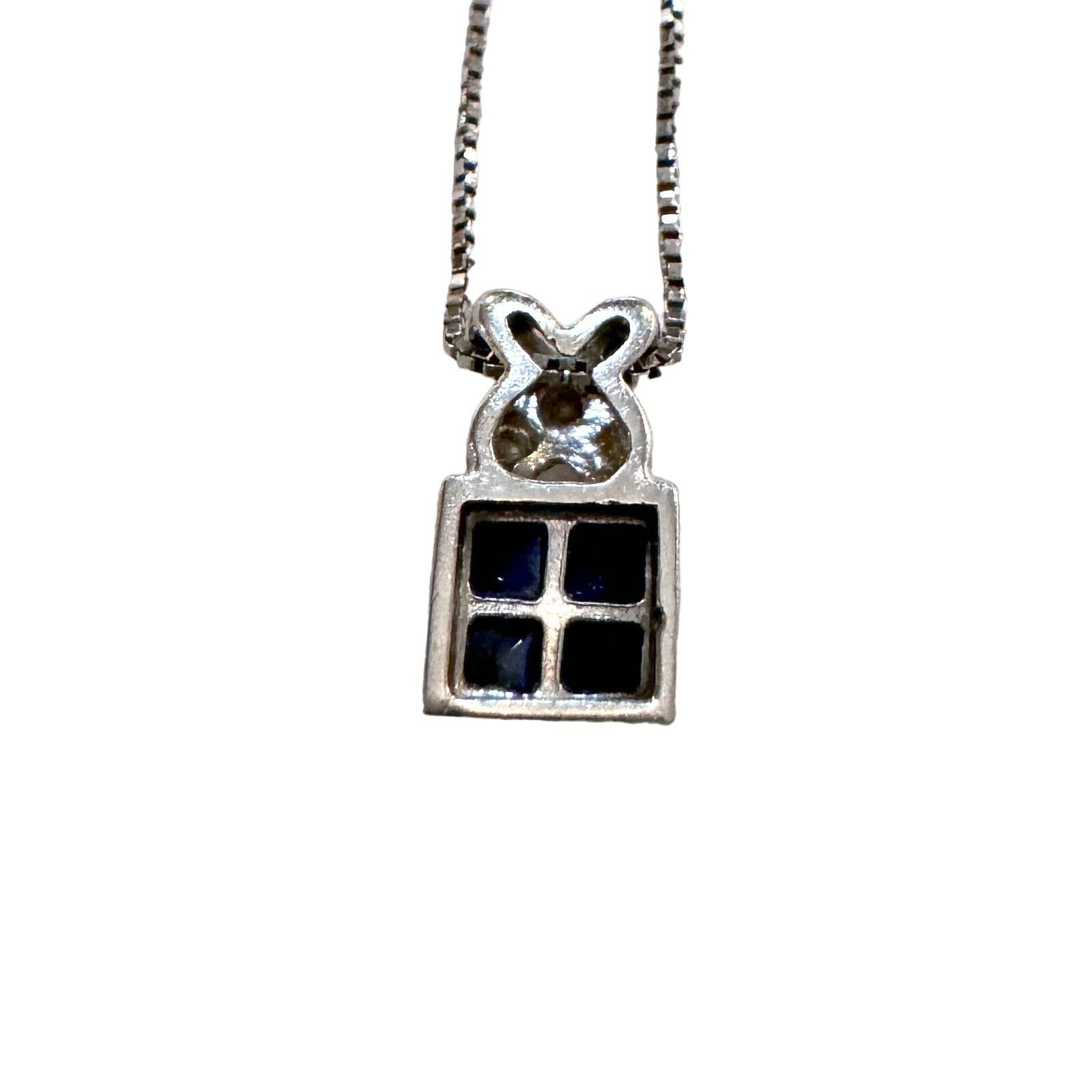 The Unbranded Brand Solid PT850 Platinum Natural Diamond Sapphire Small Necklace Size ONE SIZE - 3 Thumbnail