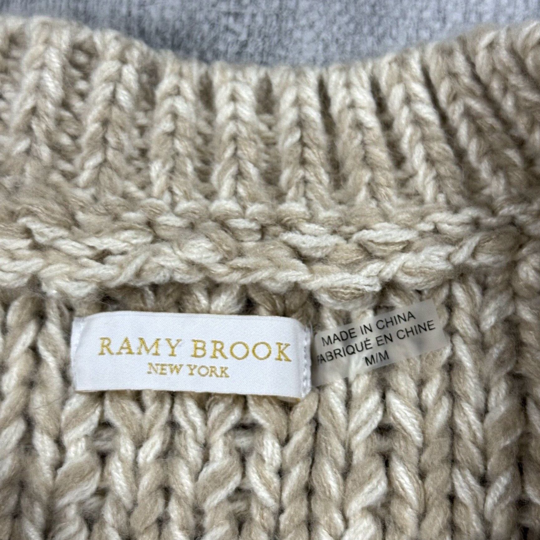 Ramy Brook Ramy Brook Oversized Chunky Knit Sweater Women’s Medium Beige Cable-Knit Long Sleeve Size M / US 6-8 / IT 42-44 - 4 Thumbnail
