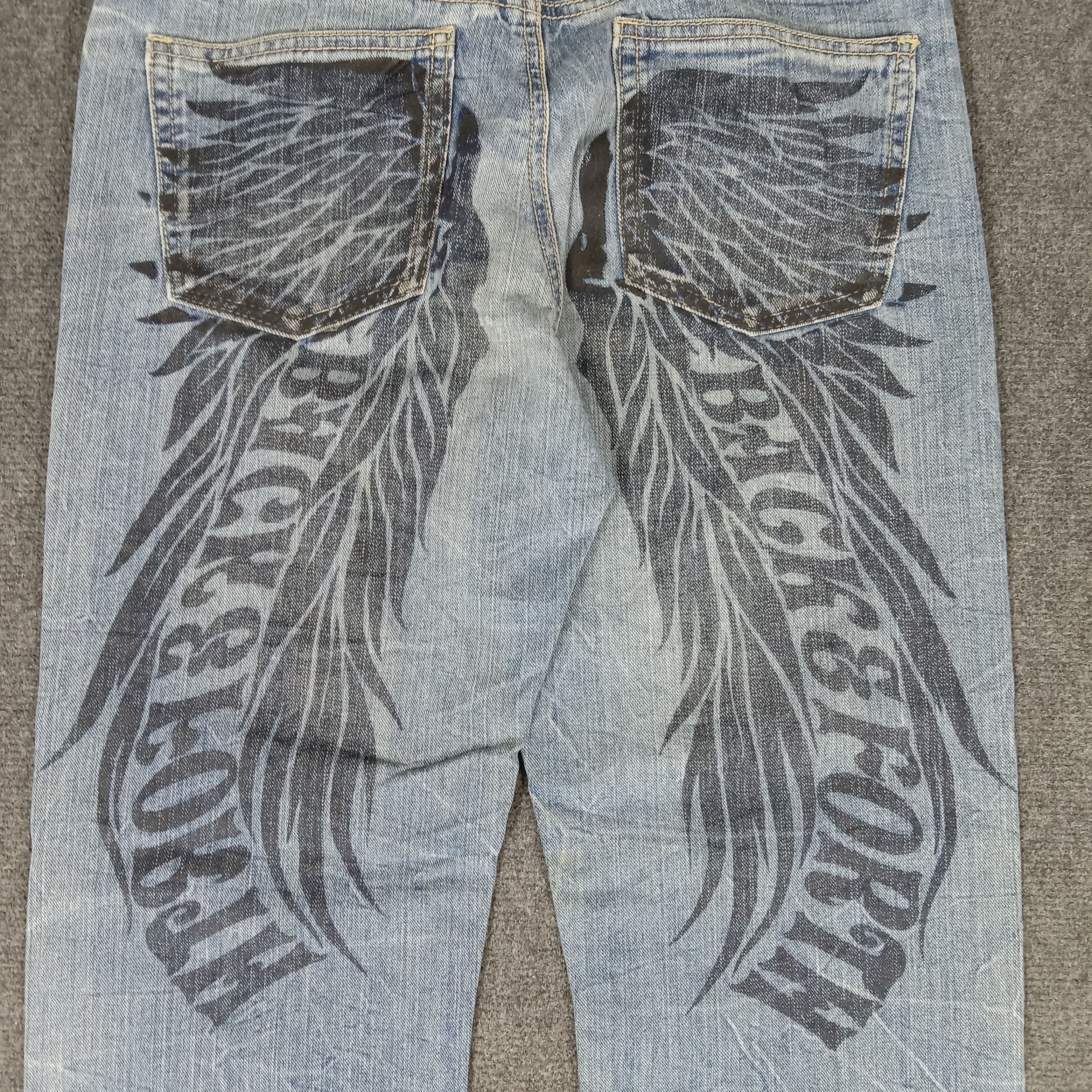 Japanese Brand × Vintage Back & Forth Back Print Punk Style Denim Jeans Size US 31 - 2 Thumbnail