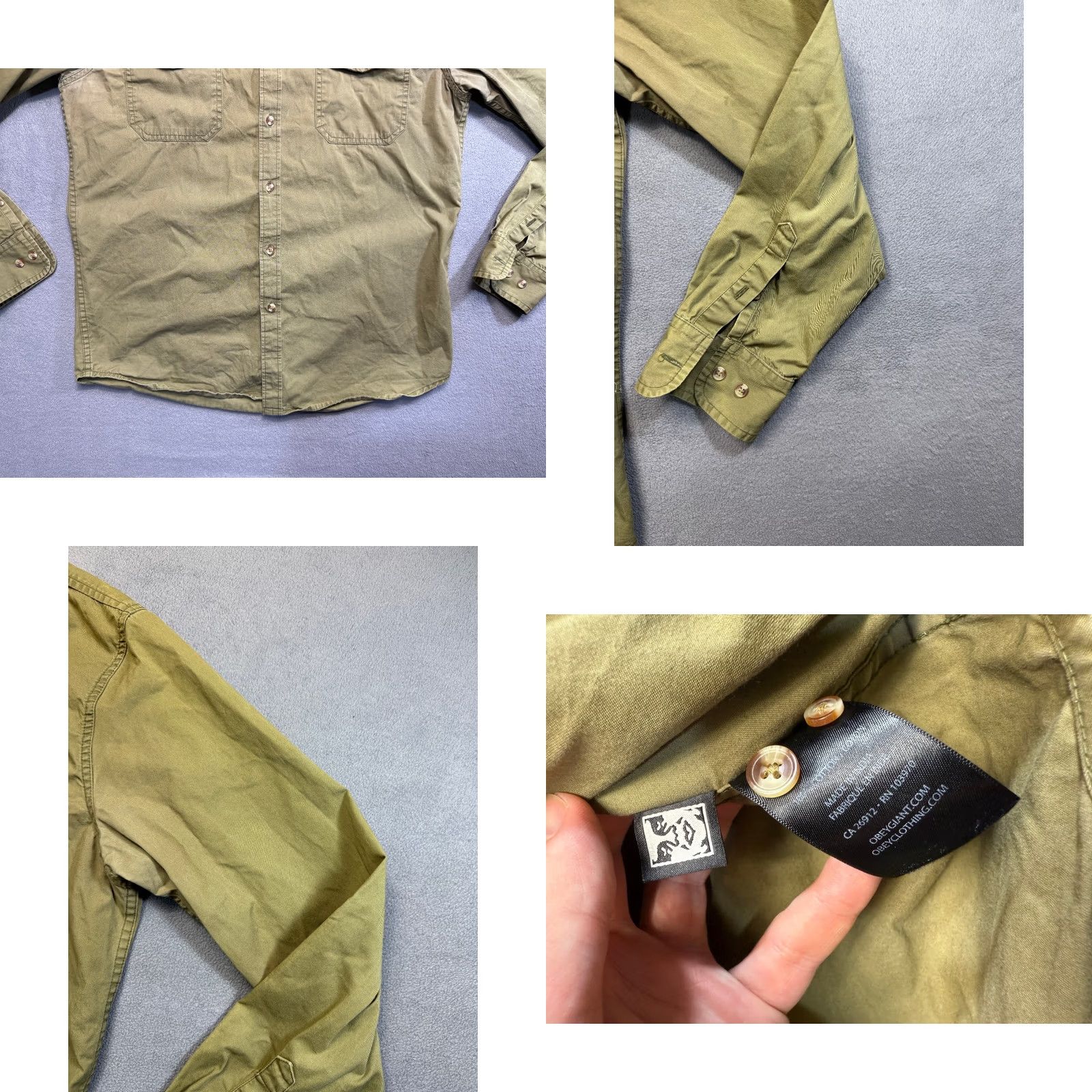 Obey OBEY military olive button up shirt long sleeve mens M size Size US M / EU 48-50 / 2 - 8 Thumbnail