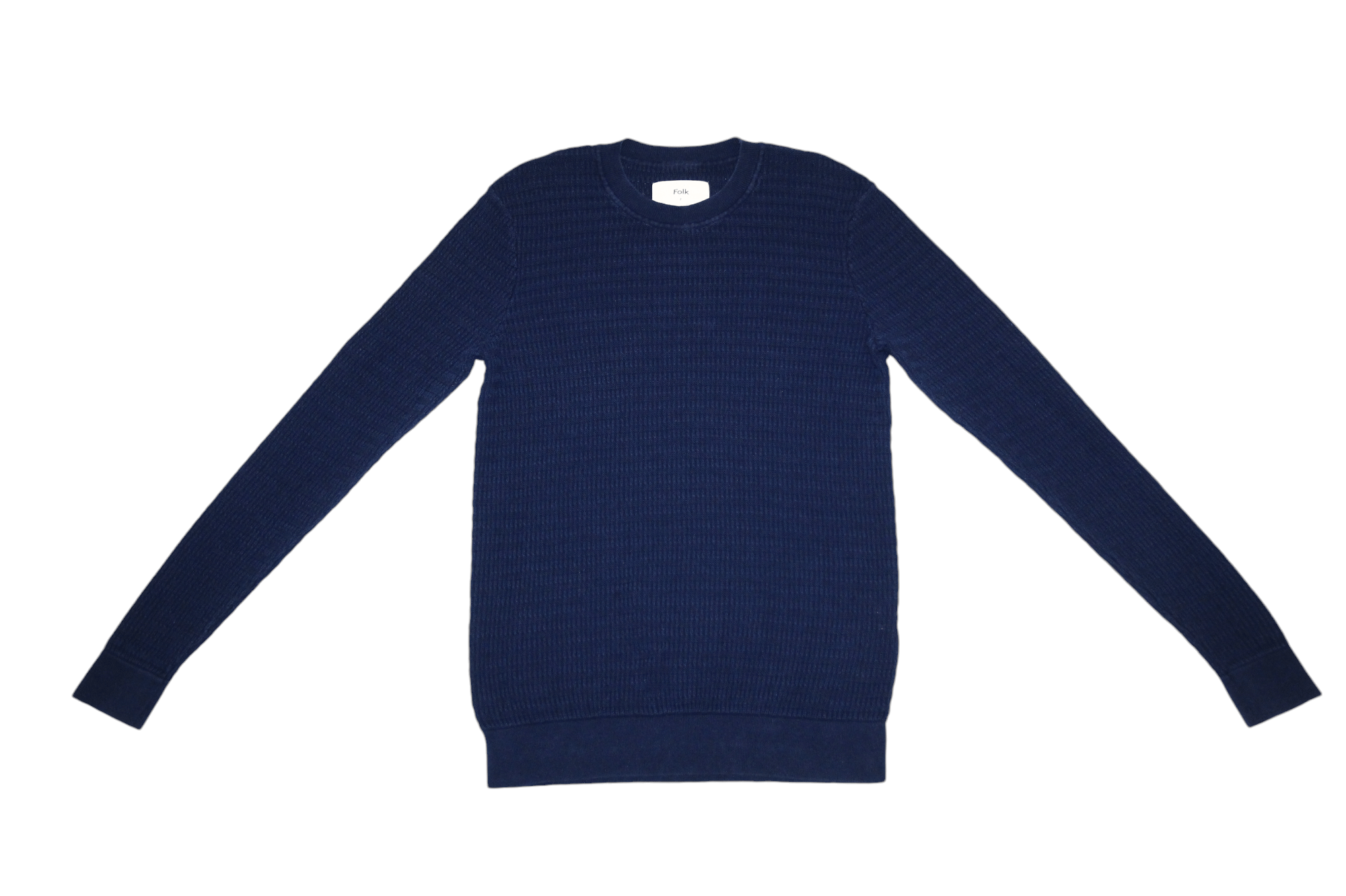 Folk Folk Indigo Dyed Cotton Rib Knit Crew Neck Jumper Size US S / EU 44-46 / 1 - 4 Thumbnail