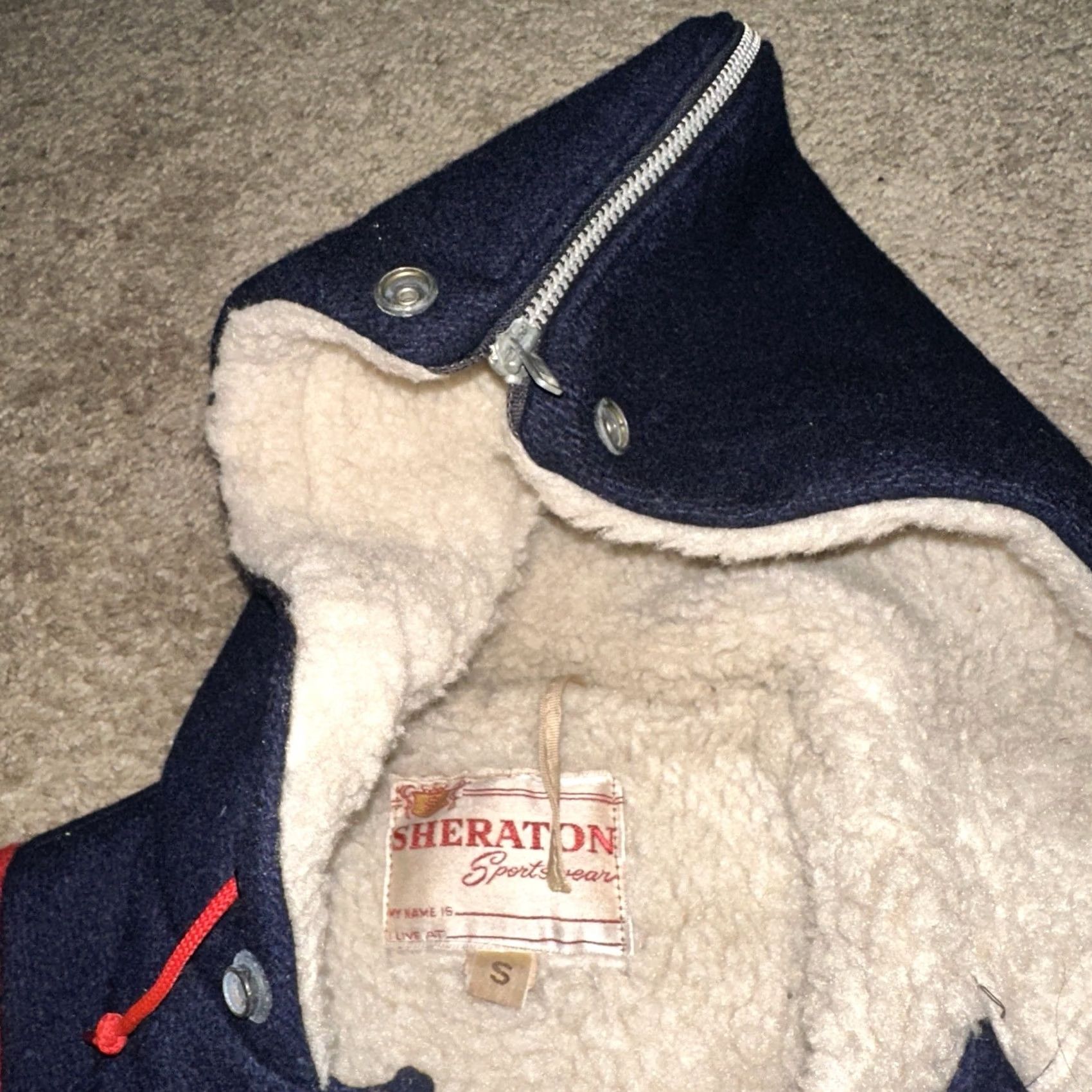 Vintage VINTAGE Sheraton Wool Varsity Jacket Mens Small Blue 60s 70s Lined Sherpa Logo Embroidered Snap Button Colleg 90s? Size US S / EU 44-46 / 1 - 5 Thumbnail