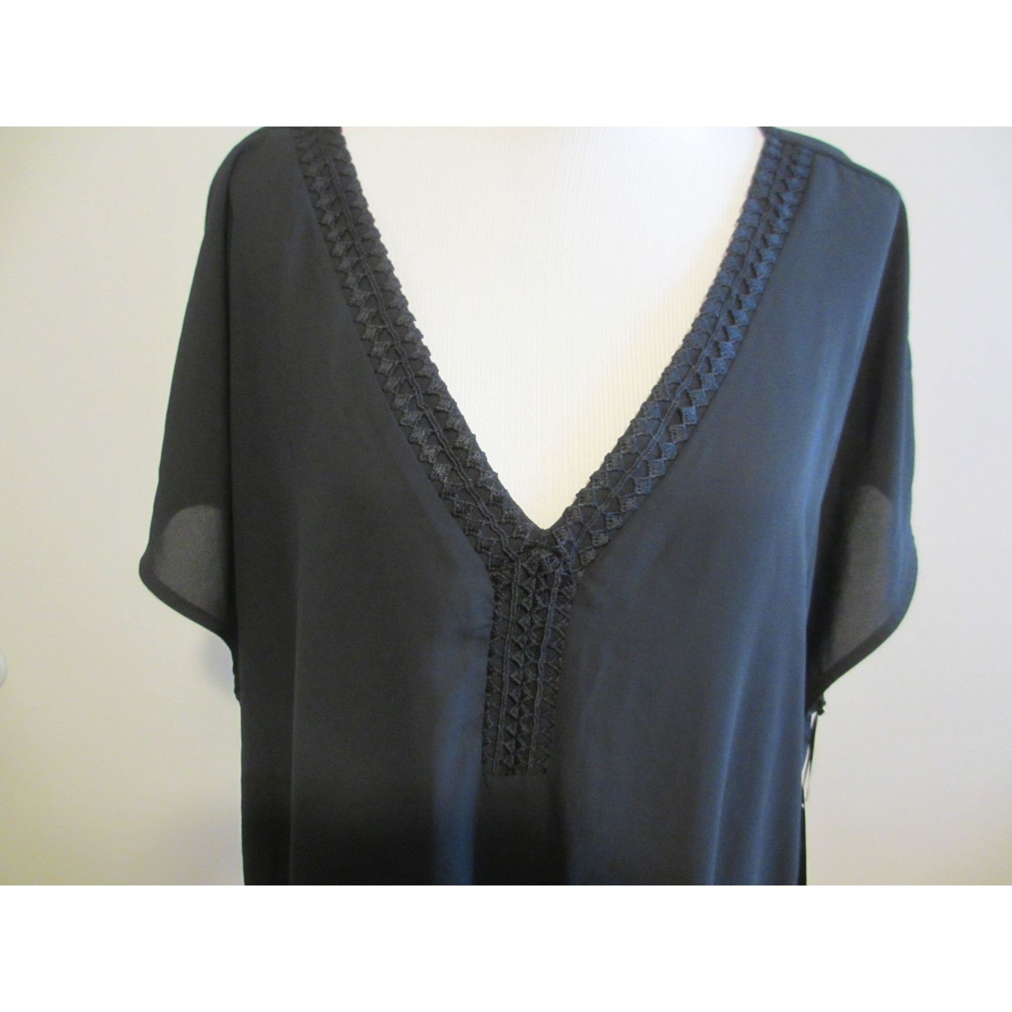 Other AVA & VIV Black Kimono-Style Tunic Dress With Crochet Trim V Size 4XL / US 24-26 - 3 Thumbnail