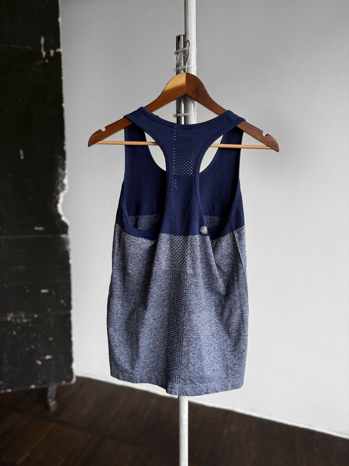 Asics Asics Womens Navy Blue & Heather Racerback Sports Tank Top Size L / US 10 / IT 46 - 2 Thumbnail