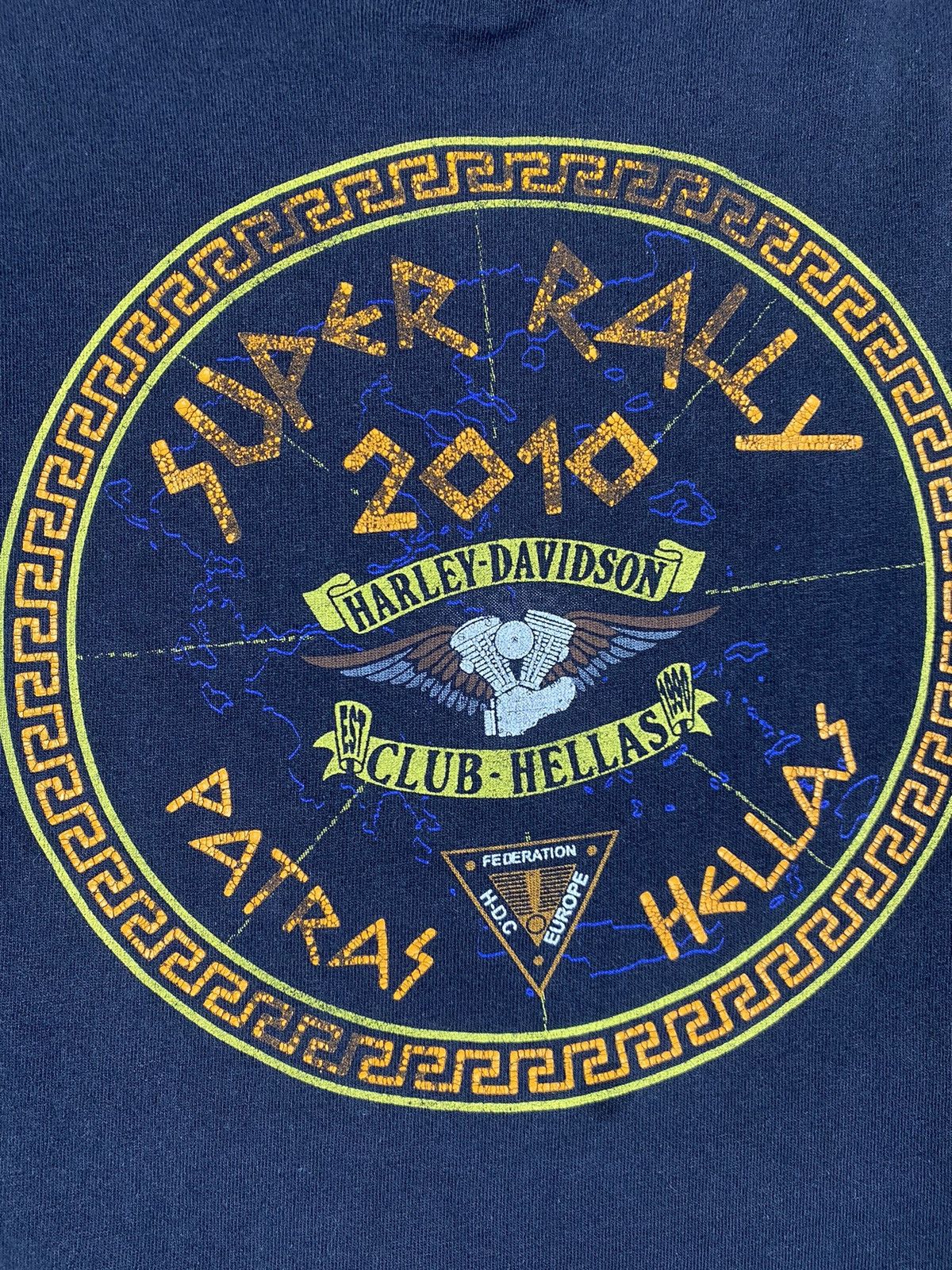 Harley Davidson × Vintage Harley Davidson Club Hellas 2010 Y2K Supper Rally T Shirt Size US L / EU 52-54 / 3 - 6 Thumbnail