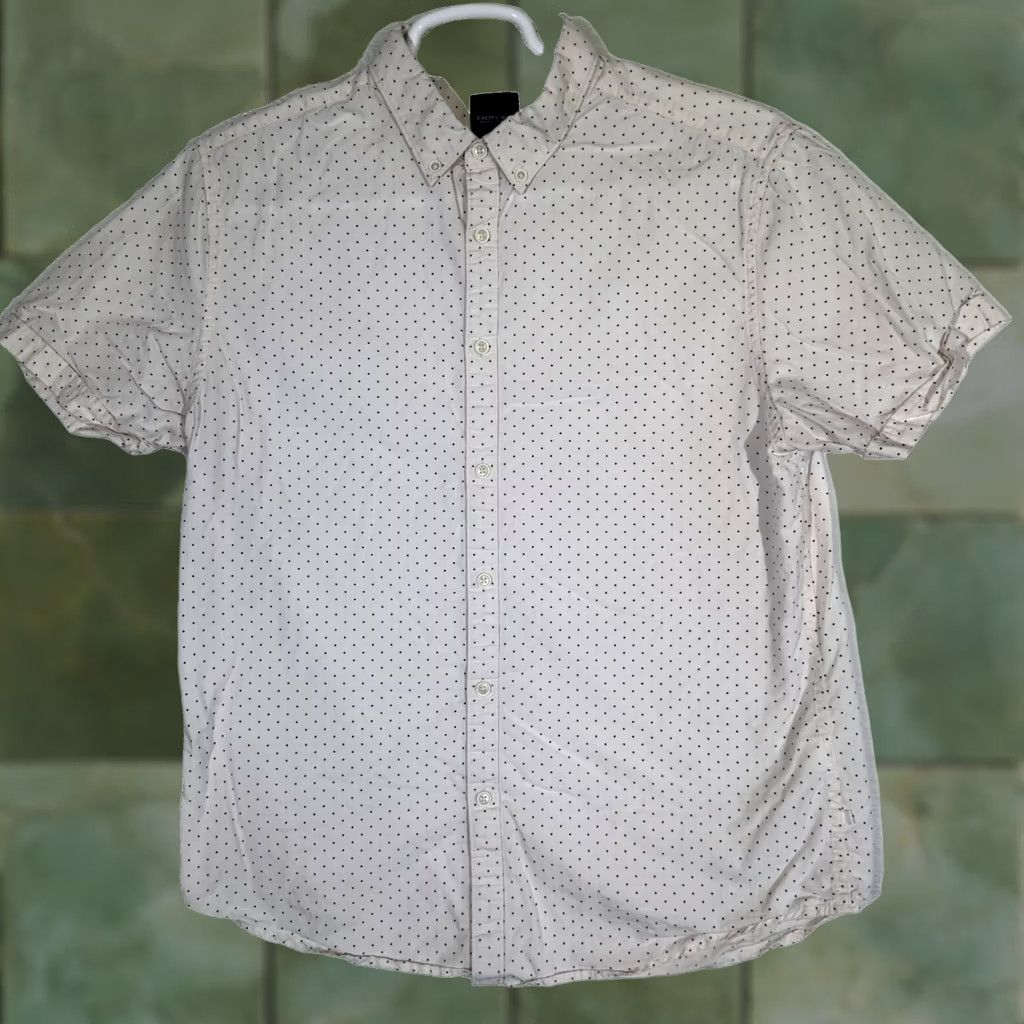 Vintage Cactus Shirt Mens L Ivory Man Men Cream Polka Dot Short Sleeve Slim Button Down Size Size US L / EU 52-54 / 3 - 1 Thumbnail