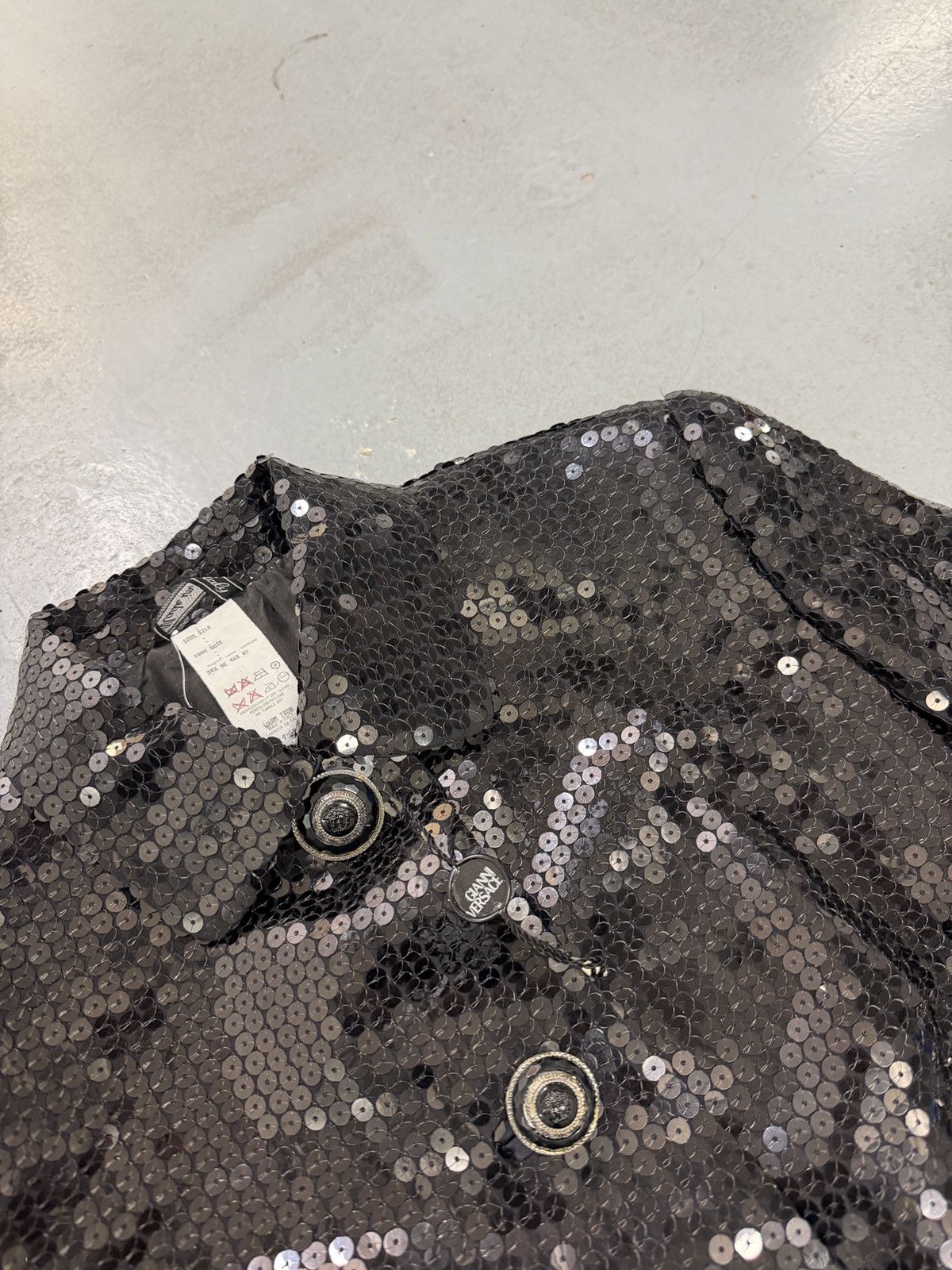 Versace F/W 1995 Gianni Versace Couture Black Sequin Medusa Jacket Size S / US 4 / IT 40 - 4 Thumbnail