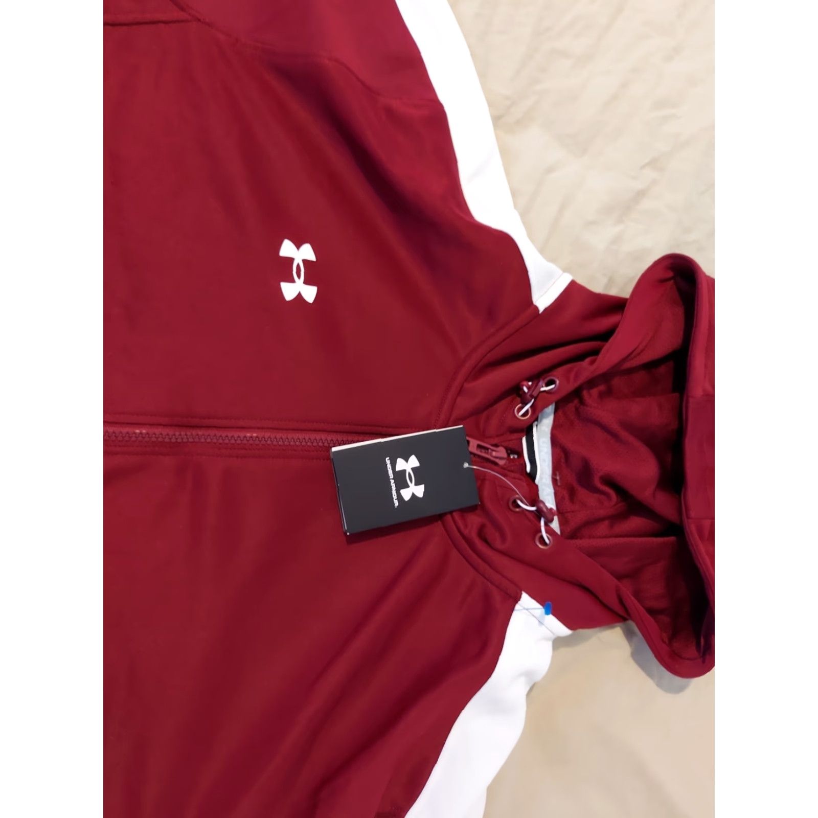 Under Armour VINTAGE? Under Armour Hoodie Mens 2XL Burgundy Solid Fleece Gym Workout Sports Hooded Pullover Sweatshirt Size US XXL / EU 58 / 5 - 2 Thumbnail