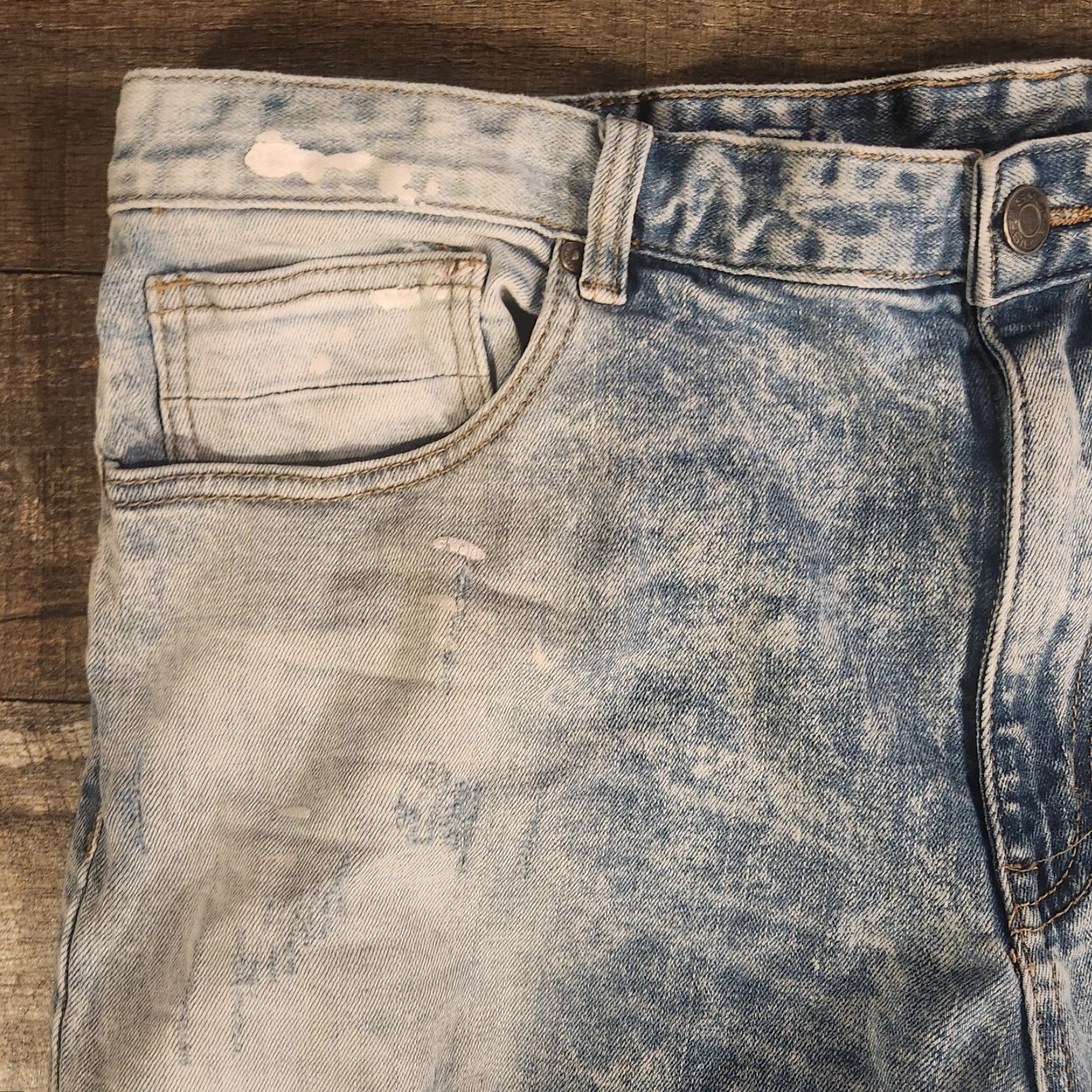 Vintage Smoke Rise Jeans Mens 42x32 Blue Slim Fit Distressed Light Wash Zip Fly Stretch Denim MENS Jeans Blue Slim Tapered 42x32 Size US 42 / EU 58 - 6 Thumbnail