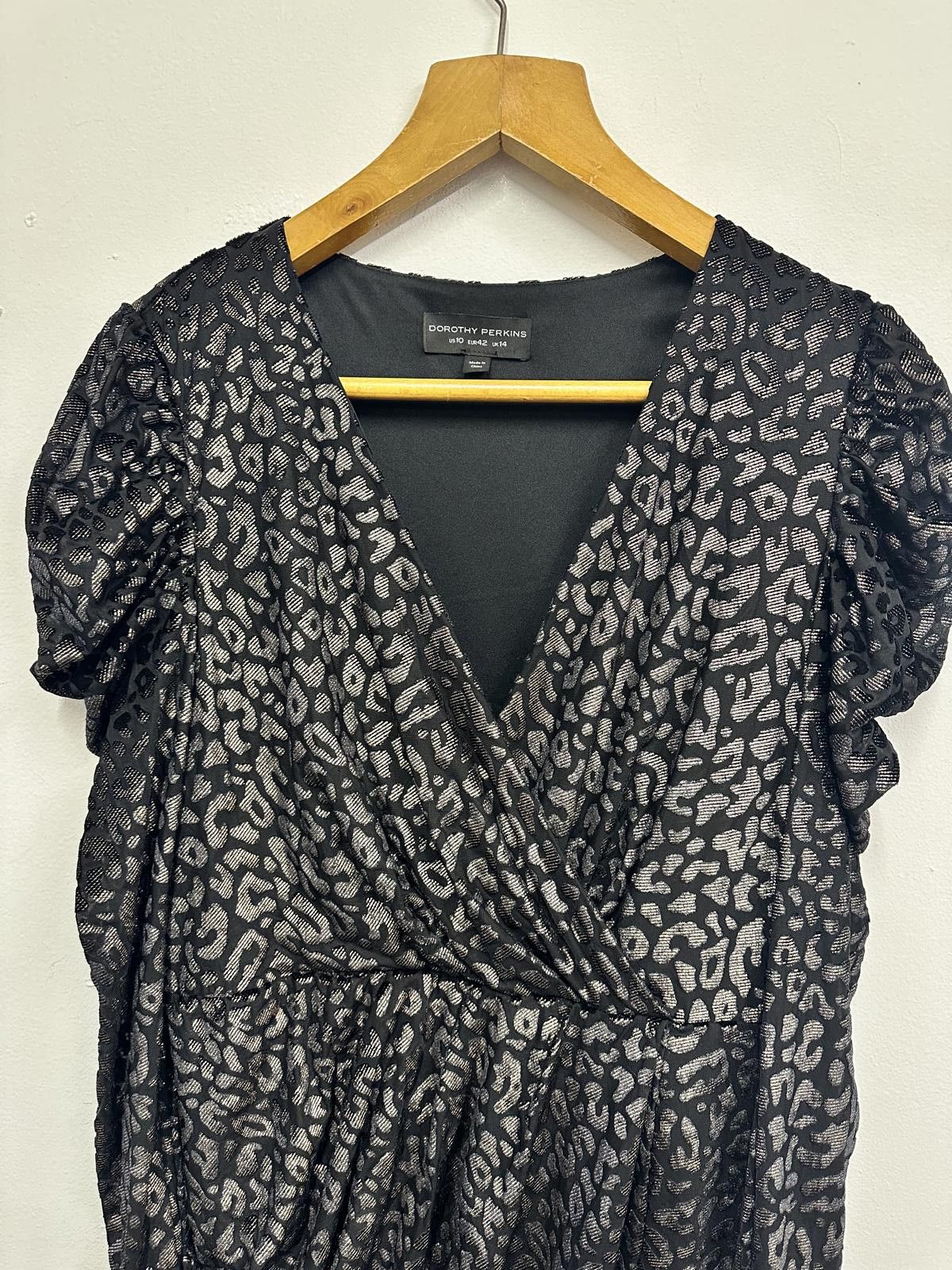 Other Dorothy Perkins Black Leopard Print Mini Dress Size L / US 10 / IT 46 - 3 Thumbnail