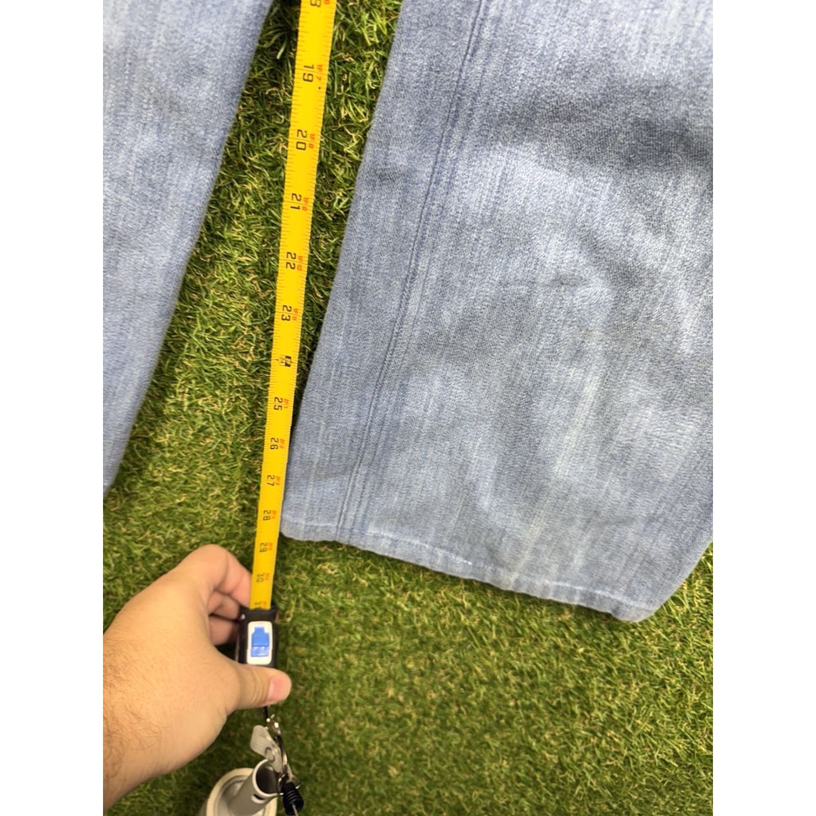 Bell Vintage 70s Jeans Mens 36 Pants Bell Bottoms Light Wash Distressed Workwear Denim Blue 1970s Mens Jeans 36 Distressed Bell Bottoms Jeans Size US 36 / EU 52 - 6 Thumbnail