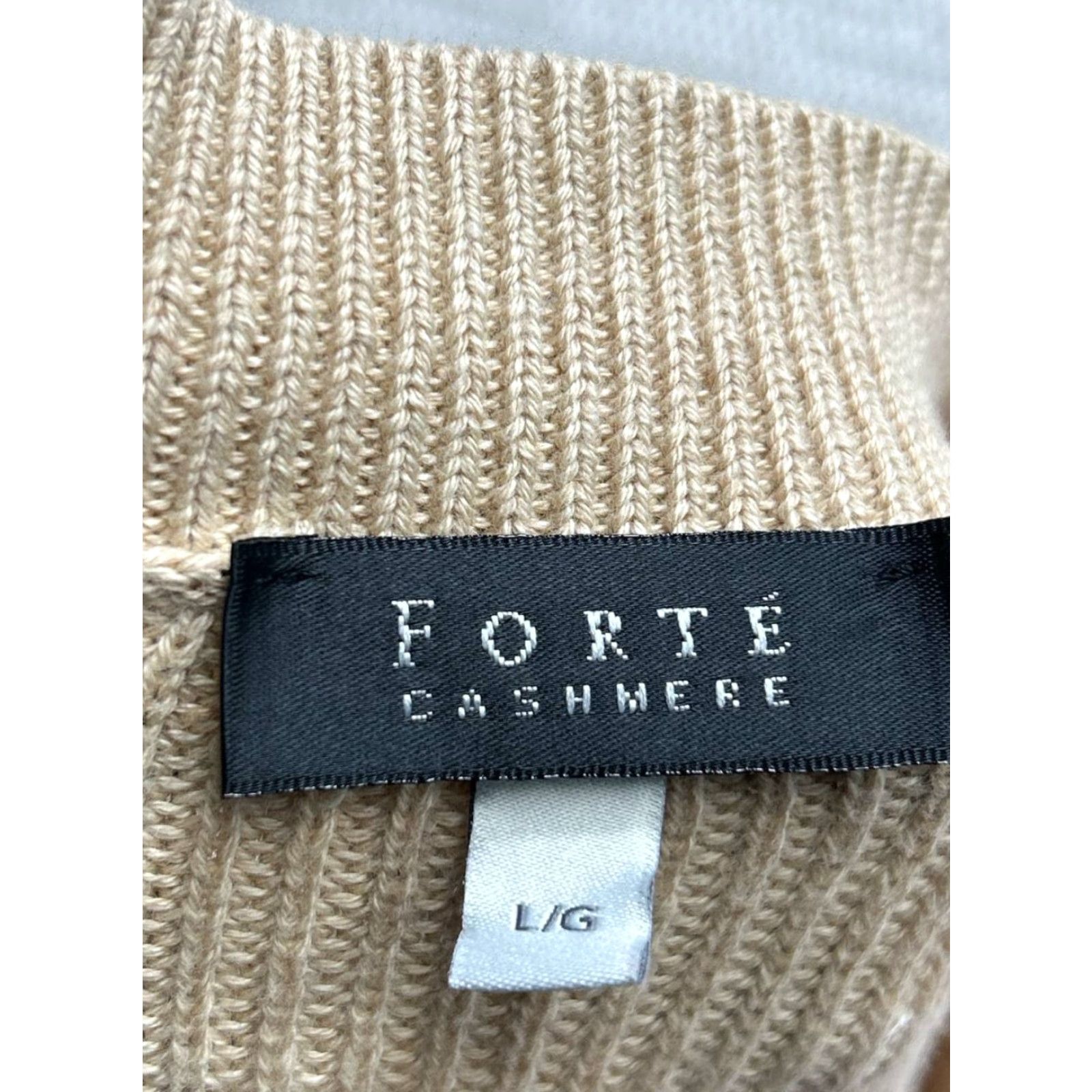 Vintage Forte Cashmere Sweater Womens Large Beige Cotton V Neck Tight Knit Ribbed Winter Size L / US 10 / IT 46 - 4 Thumbnail