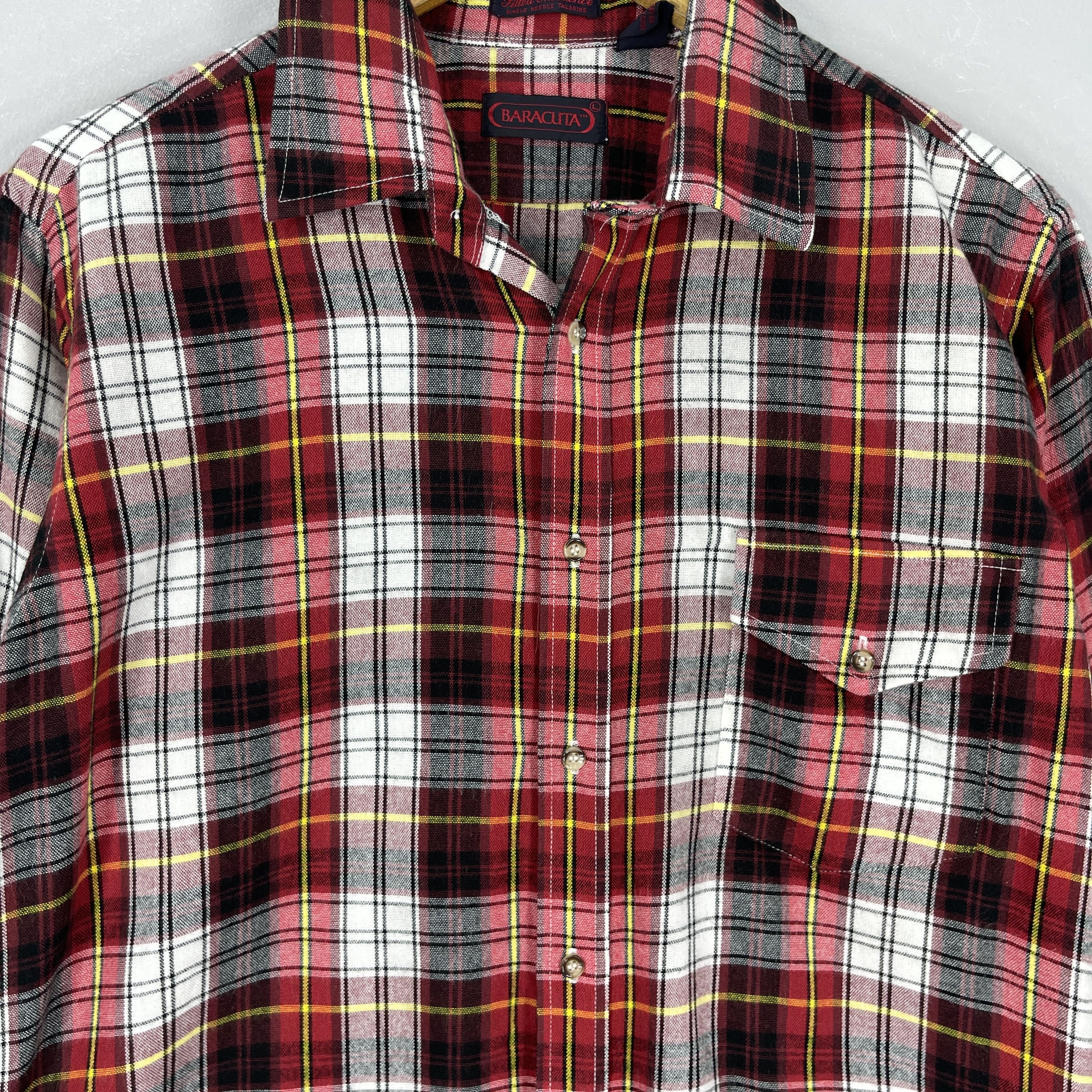 Baracuta Vintage 90's BARACUTA Plaid Checkered Red Tartan Flannel Size US L / EU 52-54 / 3 - 2 Thumbnail