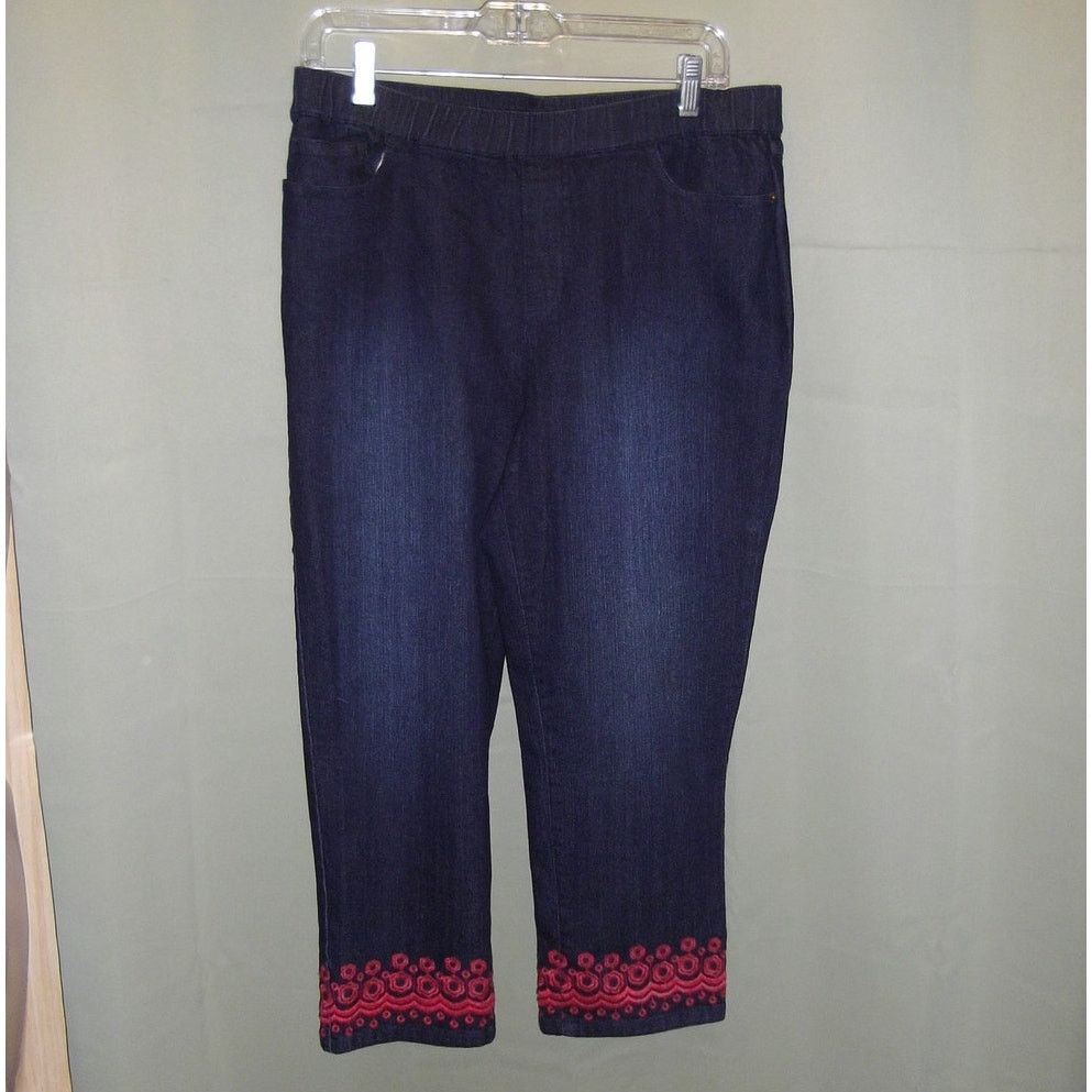 Other Denim & Company Embroidered Denim Stretch Capri Jeans 12 Size 34" / US 12 / IT 48 - 1 Thumbnail