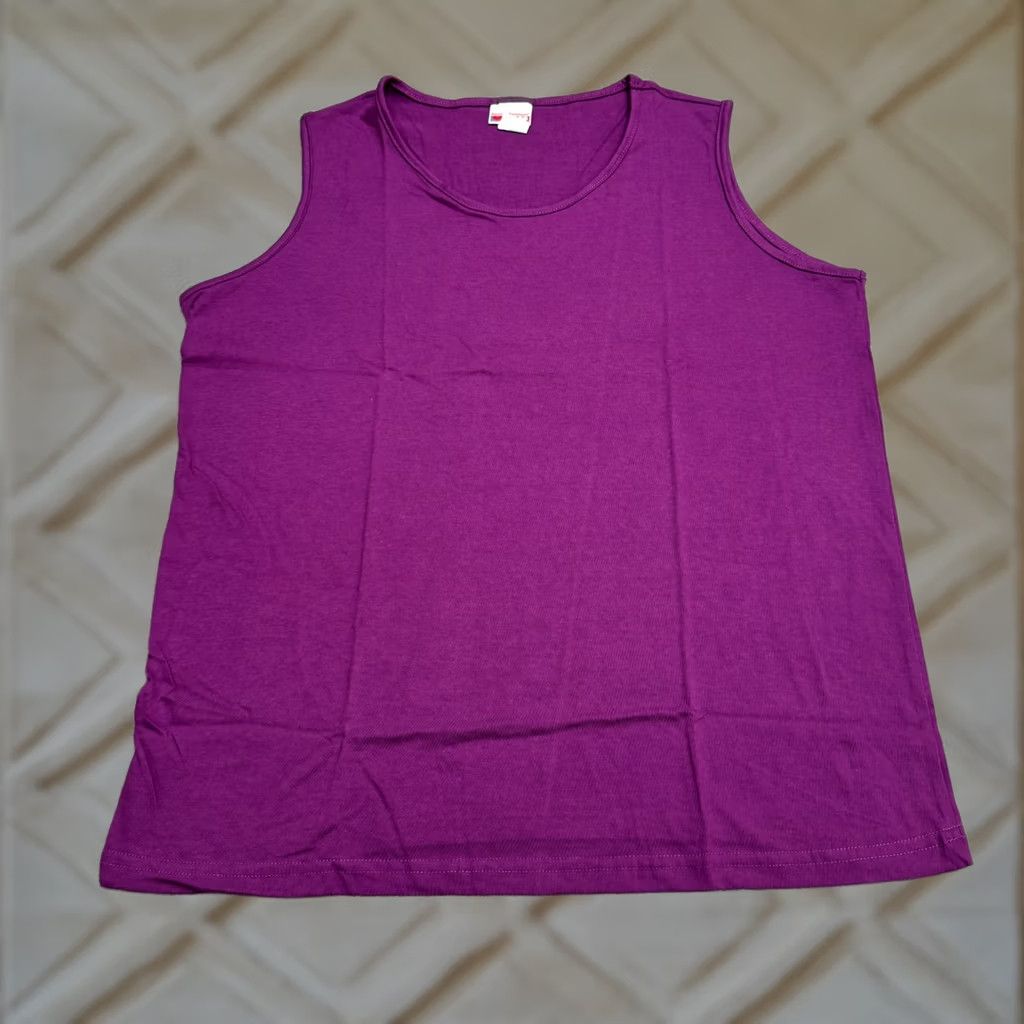 Vintage American Sweetheart Tank Top Womens L Purple Scoop Neck PolyCotton NWT Sleeveless Basic Casual Shirt Size L / US 10 / IT 46 - 1 Thumbnail