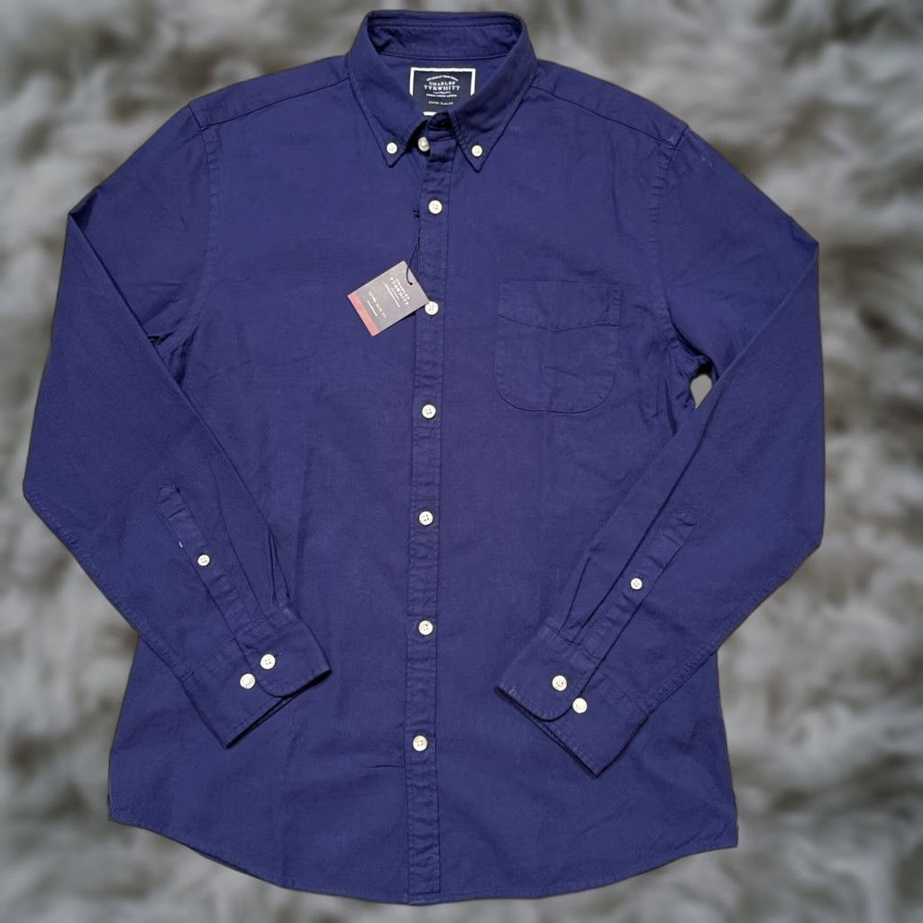 Charles Tyrwhitt Charles Tyrwhitt Shirt Mens Medium Blue Extra Slim Stretch Washed Oxford NWT Size US M / EU 48-50 / 2 - 1 Thumbnail