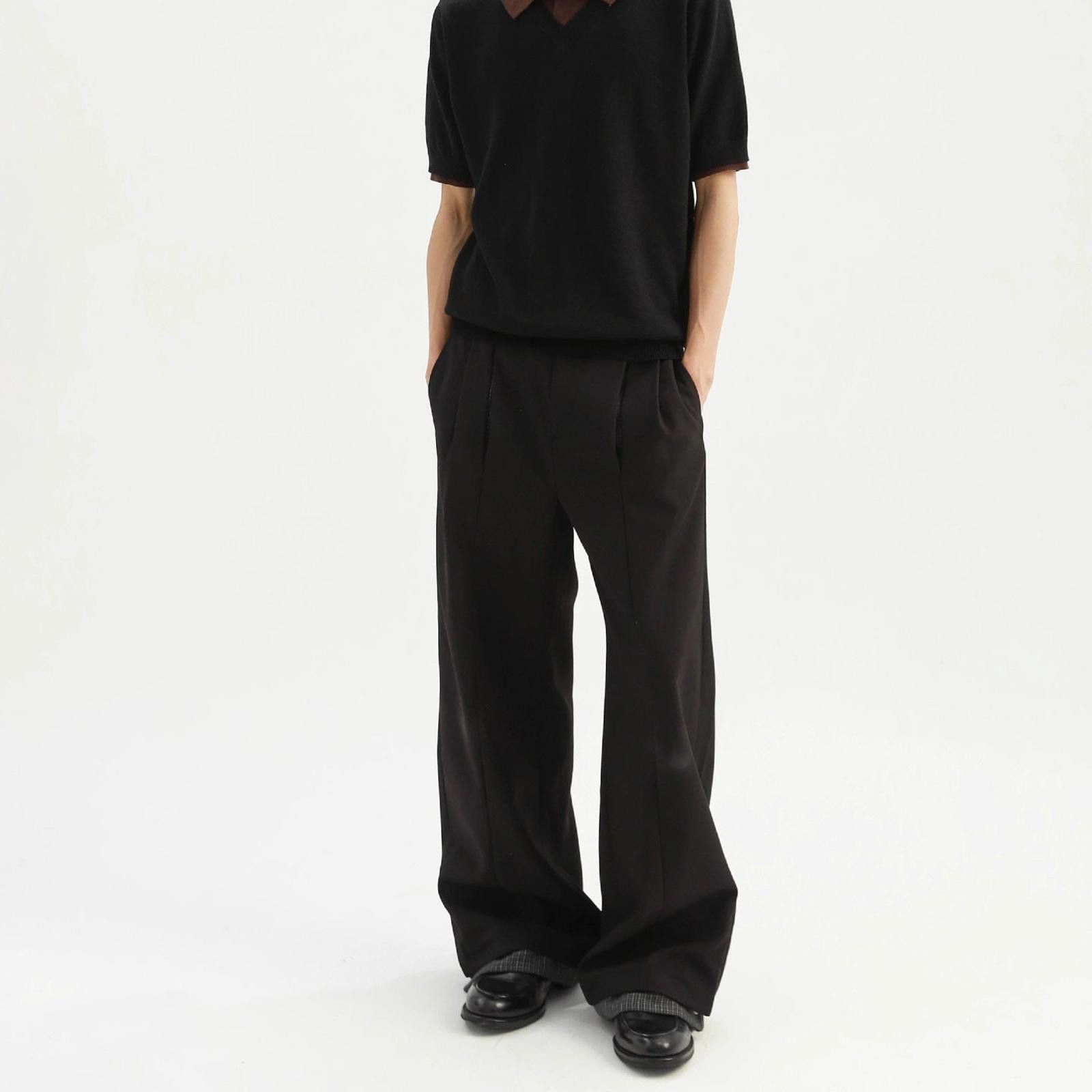 Vintage Black Wide Leg Dress Pants, Loose Fit Trousers Size 38R - 3 Thumbnail