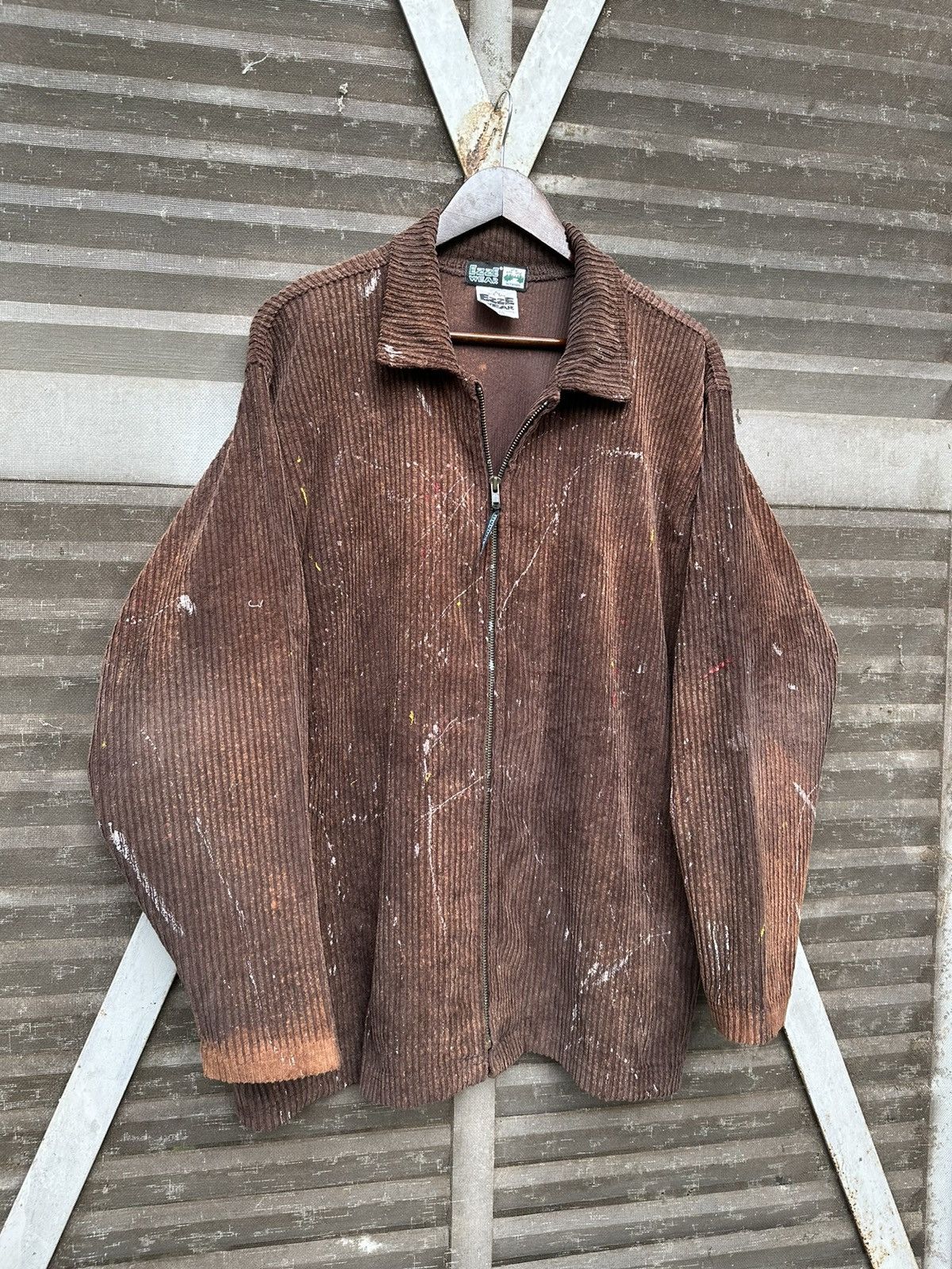 Vintage VTG THRASHED EZZE WEAR BROWN CORDUROY PAINT SPLATTER JACKET Size US XL / EU 56 / 4 - 6 Thumbnail