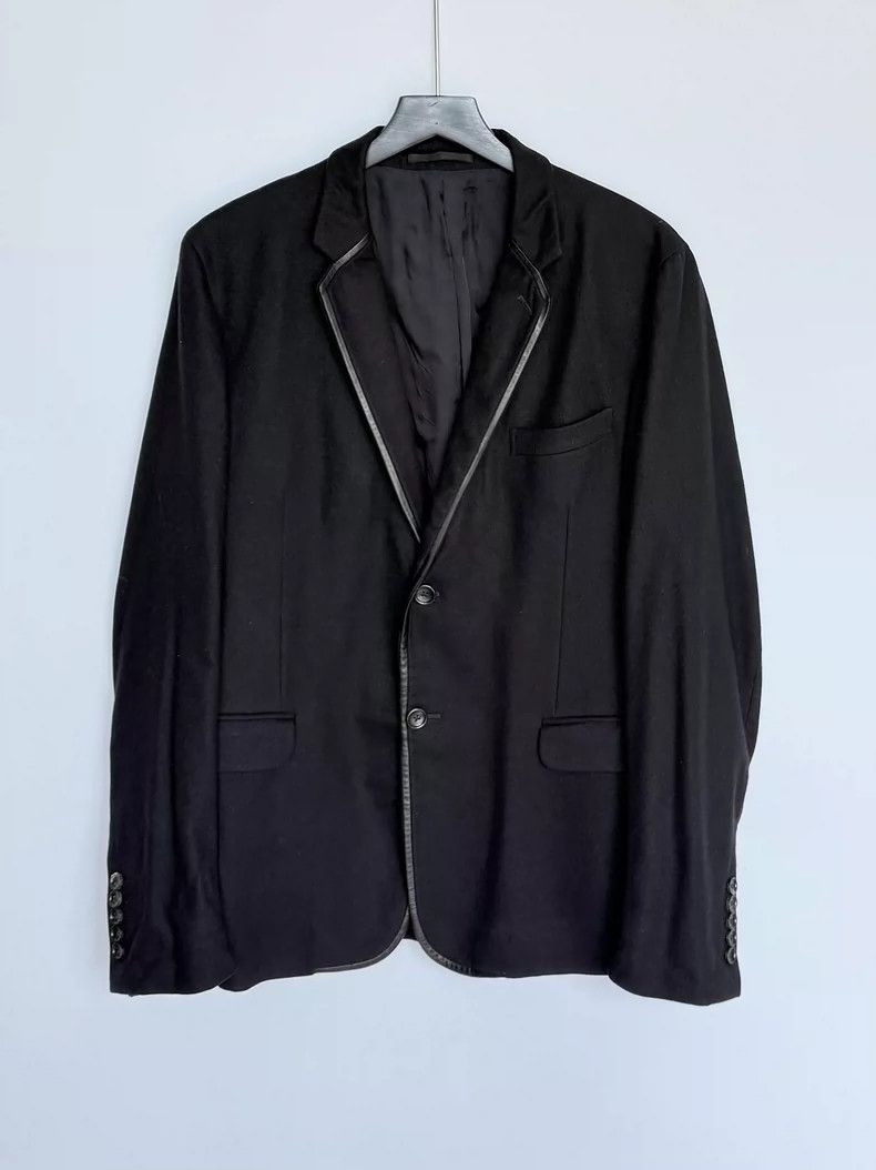 Gucci Gucci Show leather wrap-edged tweed suit jacket Size 52R - 1 Thumbnail