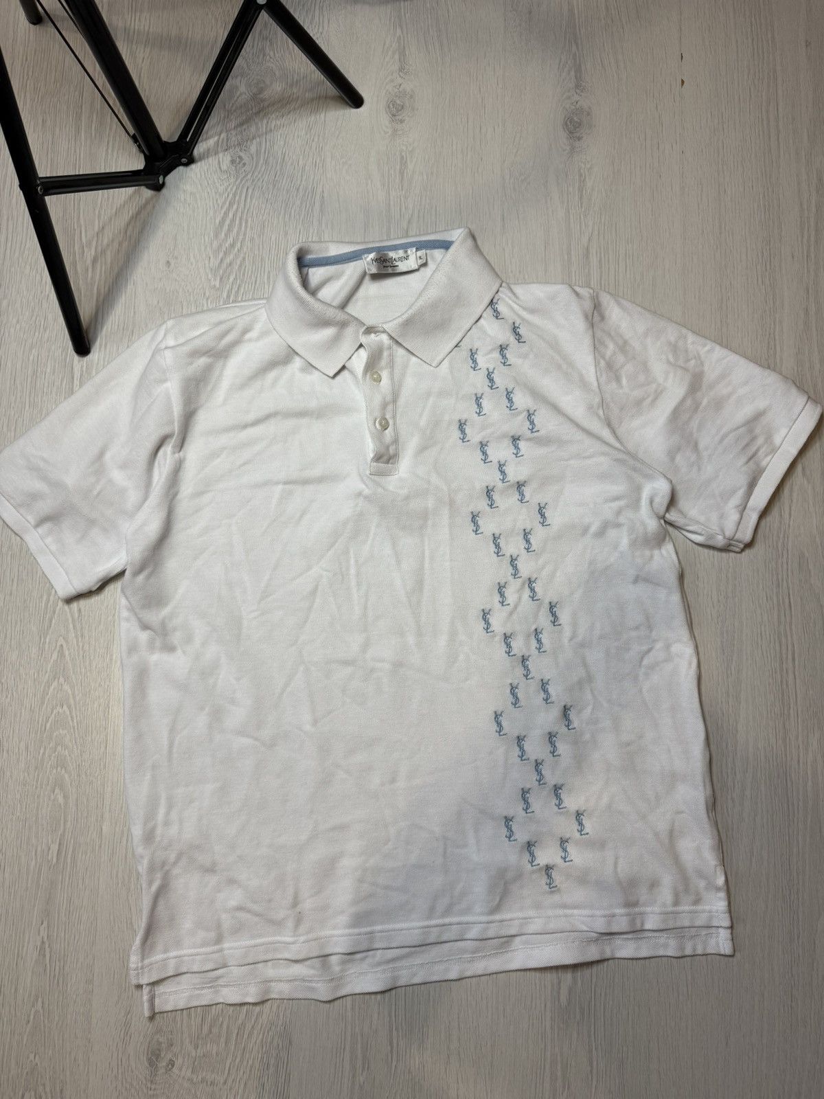 Vintage Vintage Y2k Yves Saint Laurent YSL Monogram Polo Shirt Size US L / EU 52-54 / 3 - 2 Thumbnail