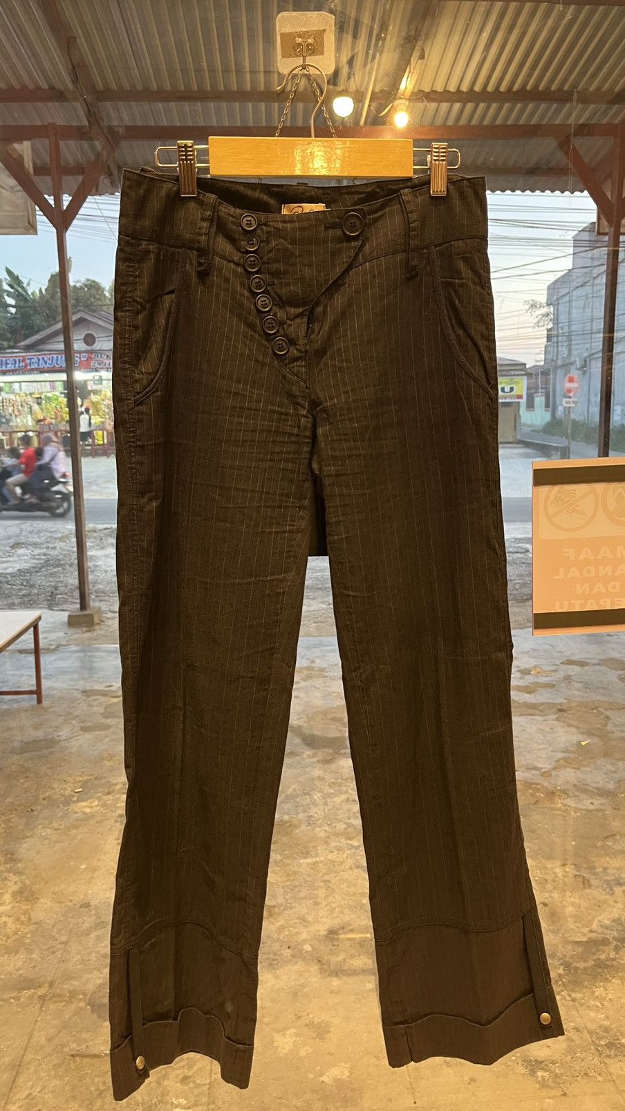 Pamela striped pants button japan style