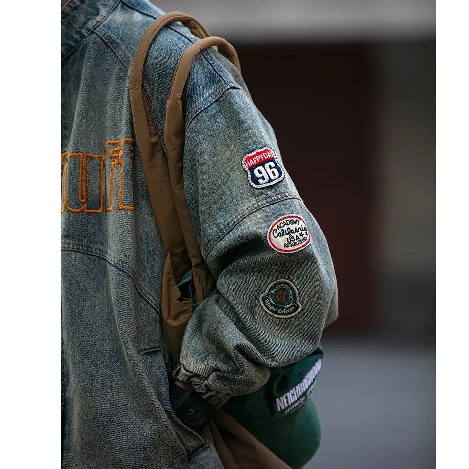 Vintage American vintage denim jacket bomber oversize y2k unisex Size US L / EU 52-54 / 3 - 5 Thumbnail