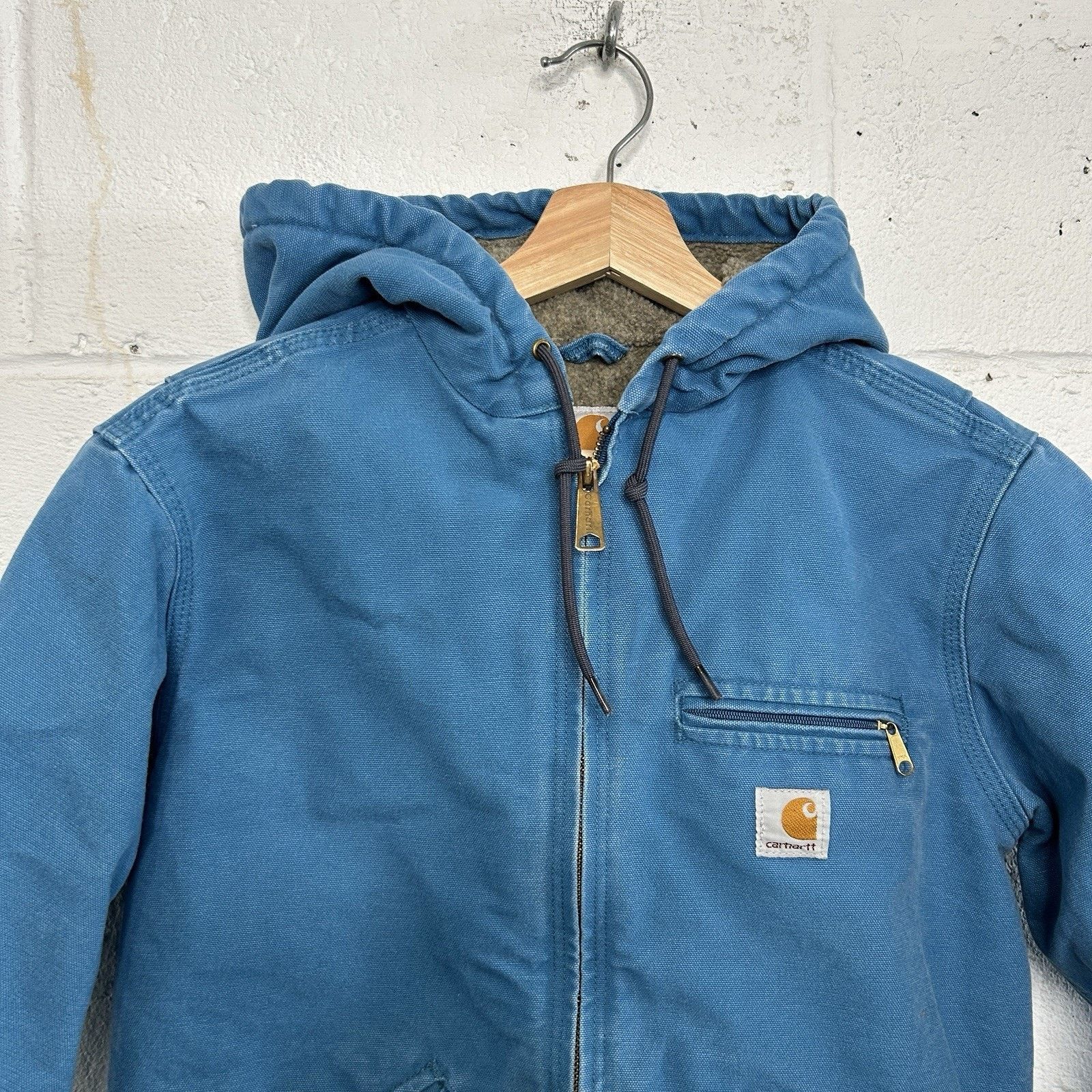Carhartt Y2K Carhartt Sherpa-Lined Hooded Detroit Jacket “Blue Topaz” Size S / US 4 / IT 40 - 3 Thumbnail
