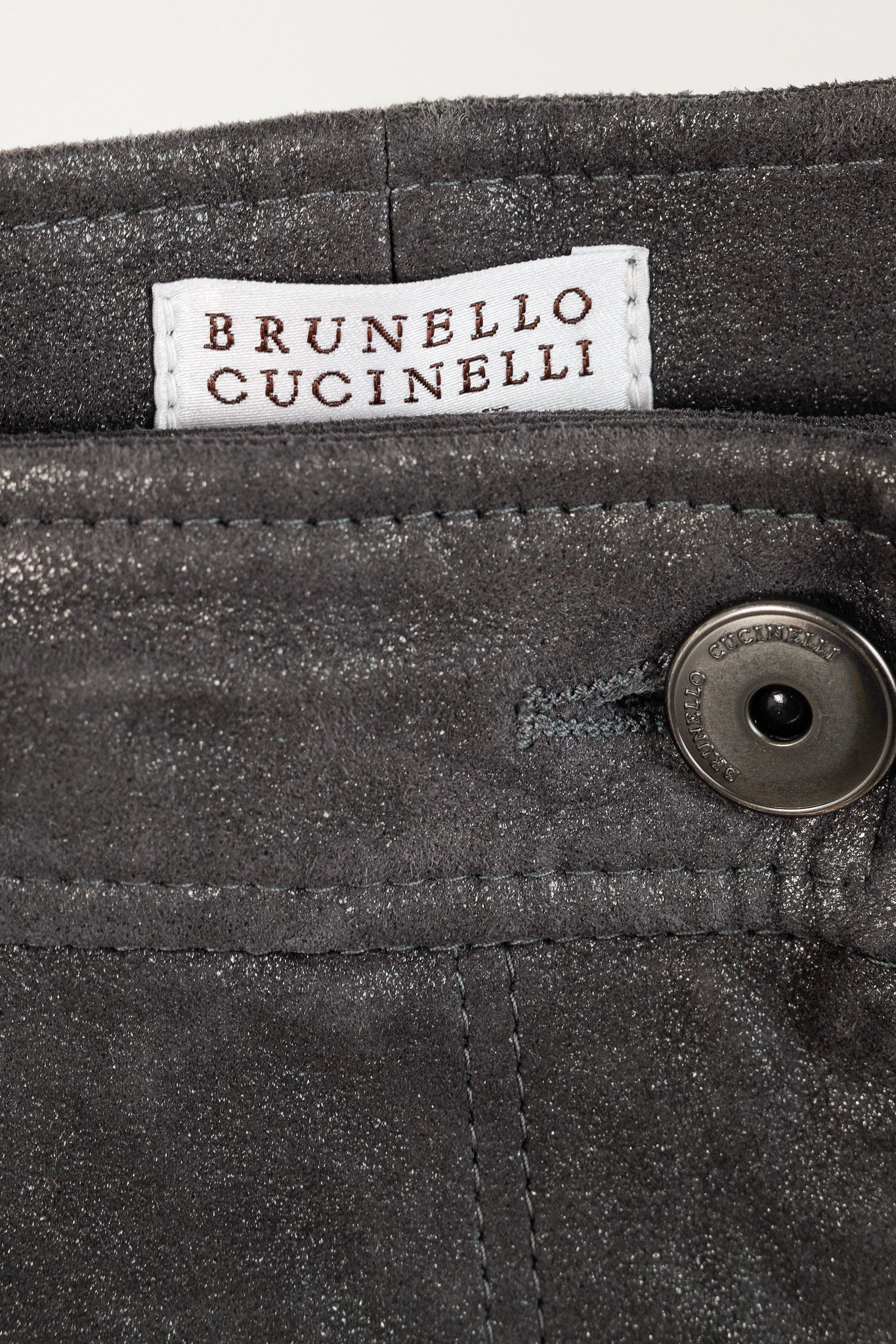 Brunello Cucinelli Brunello Cucinelli AW/18 Lead Metallic Leather Skinny Pants Size 27" / US 4 / IT 40 - 4 Thumbnail