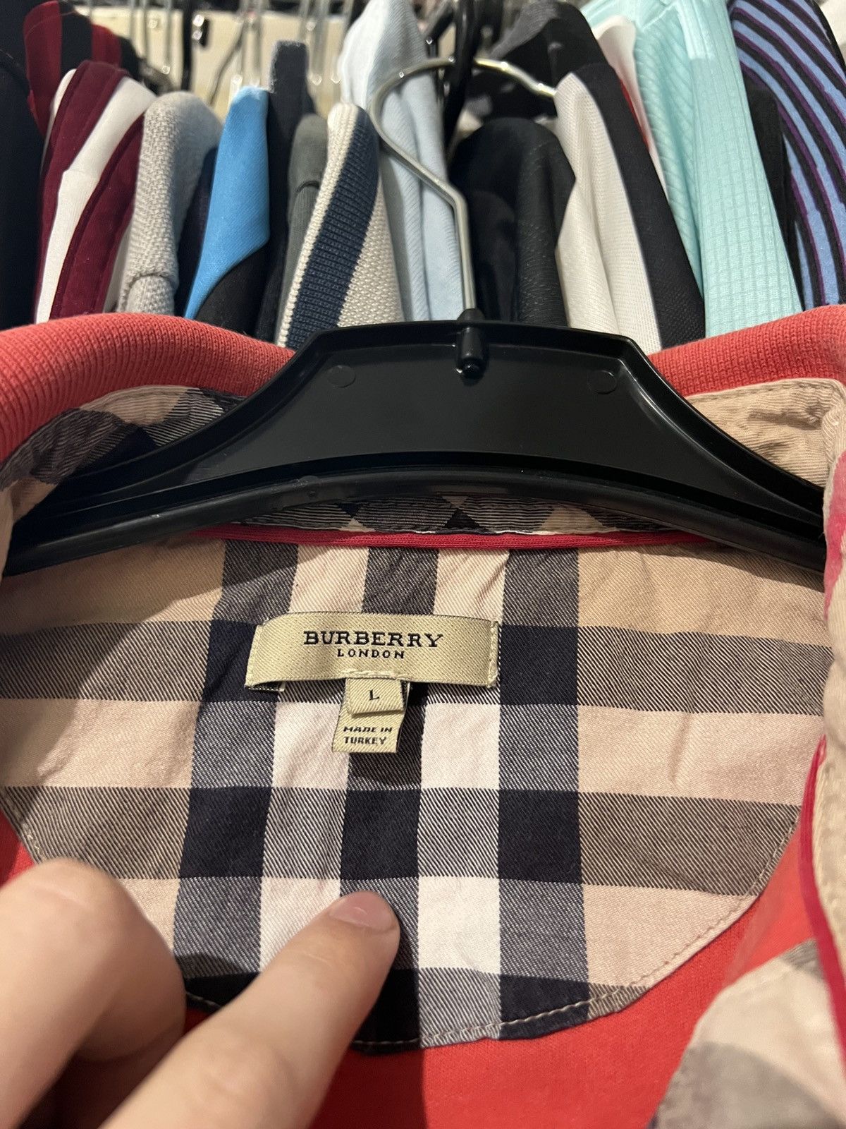 Burberry VINTAGE BURBERRY LONDON NOVA CHECK POLO T SHIRT ORANGE SZ L Size US L / EU 52-54 / 3 - 6 Thumbnail