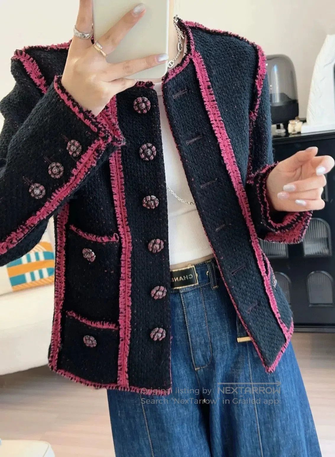 Chanel Chanel 22K Black Pink Four-Pocket Jacket. Size XXS / US 00 / IT 34 - 9 Thumbnail