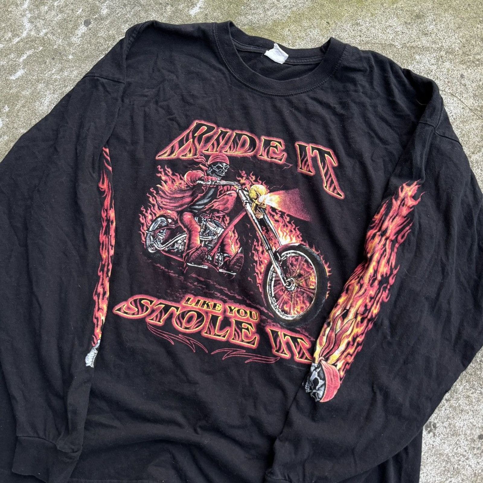Vintage Faded Flame Longsleeve Biker Shirt ERD Grunge Chrome WCC Size US XXL / EU 58 / 5 - 4 Thumbnail