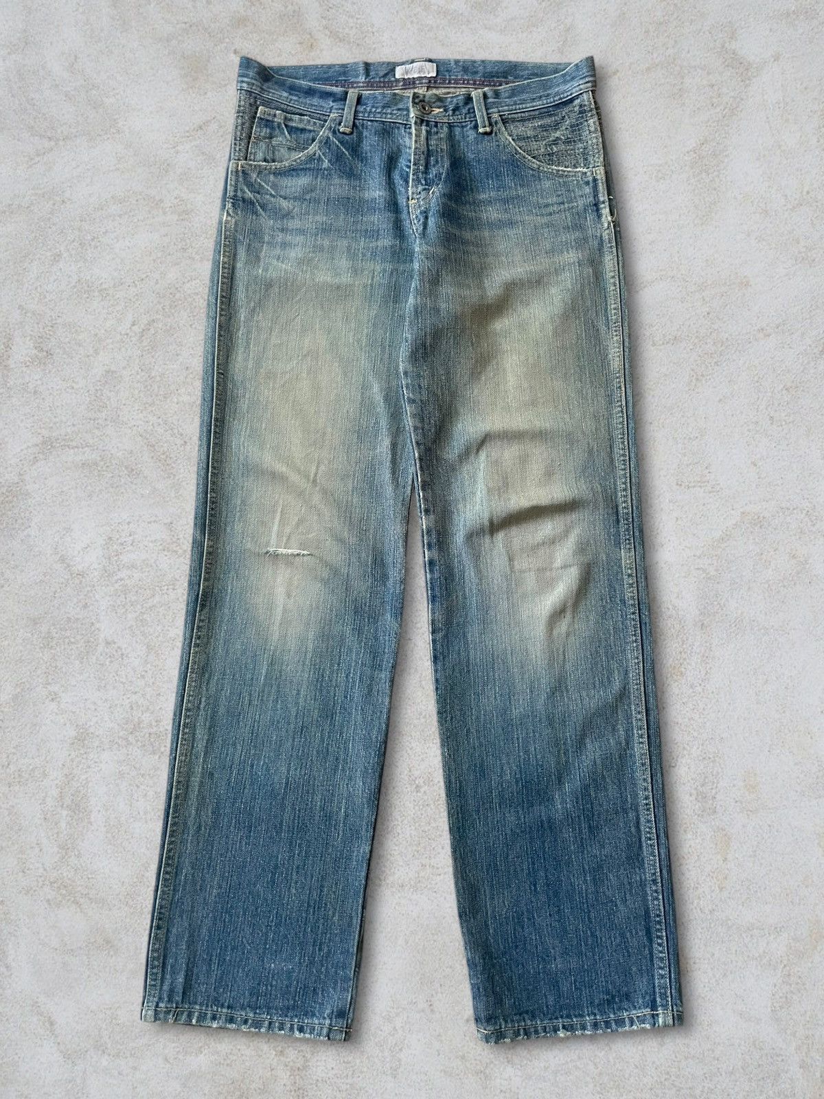 Japan Blue Vintage Japanese KBF Washed Distressed Embroidery Star Jeans Size US 31 - 3 Thumbnail