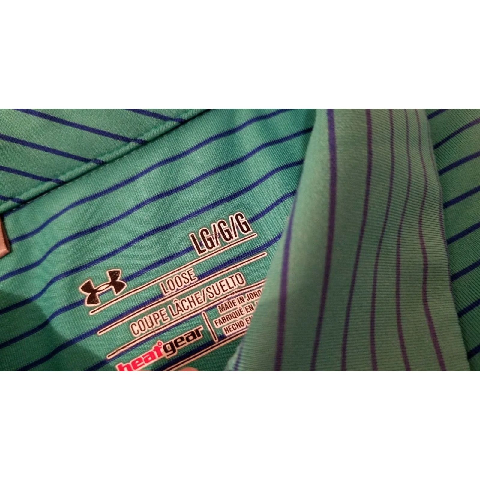 Under Armour Mens Under Armour Polo Shirt L Large Green Stripes Athletic Golf Size US L / EU 52-54 / 3 - 5 Thumbnail