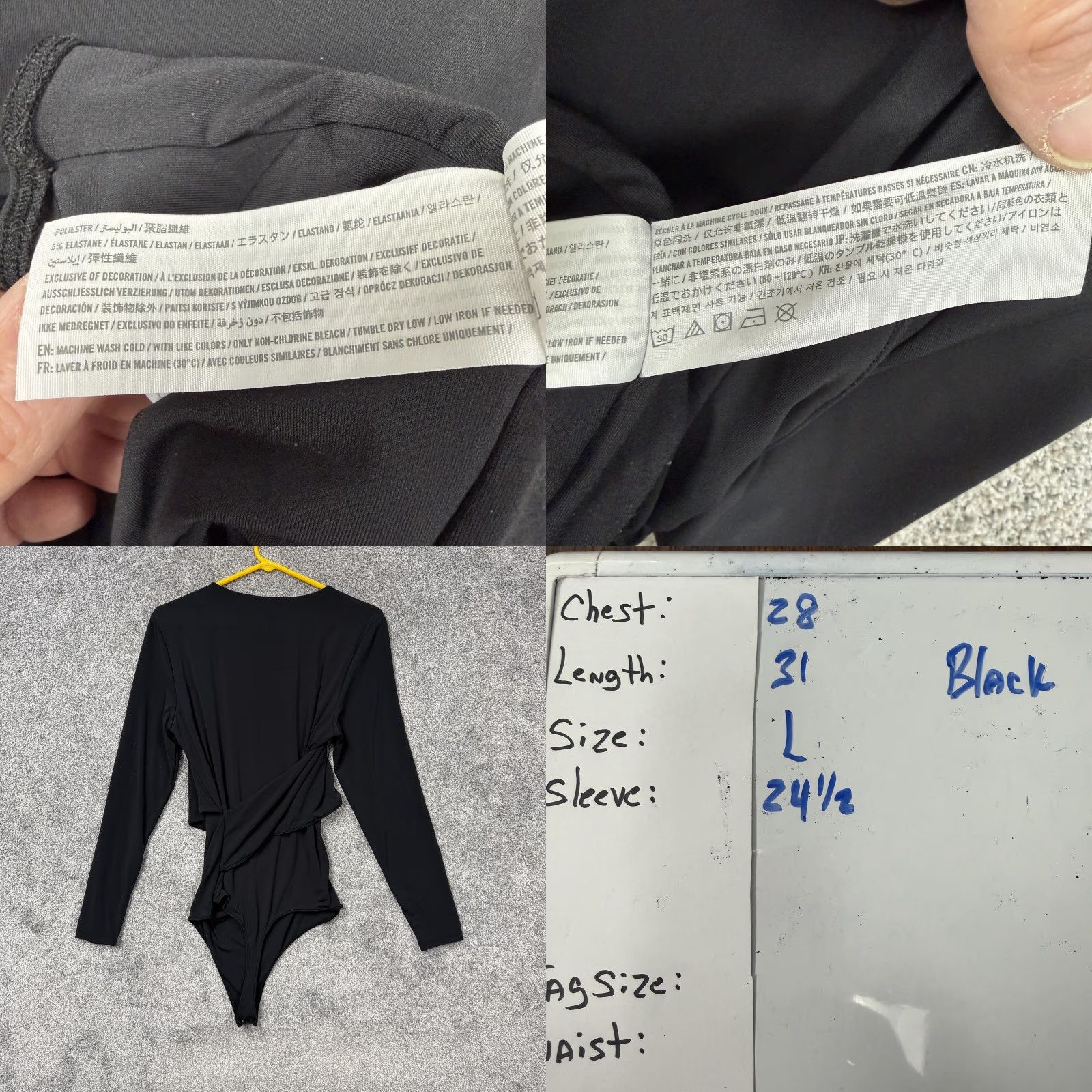 Abercrombie & Fitch Abercrombie & Fitch Bodysuit Womens L Black Draped Wrap Stretch One Piece Size L / US 10 / IT 46 - 8 Thumbnail