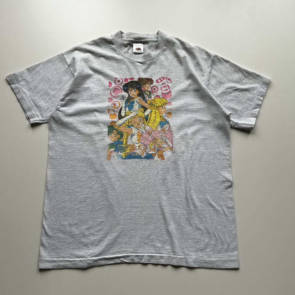 image of Vintage 90's Sailor Moon Anime Tv Show Graphic T-Shirt Grey, Men's (Size XL)