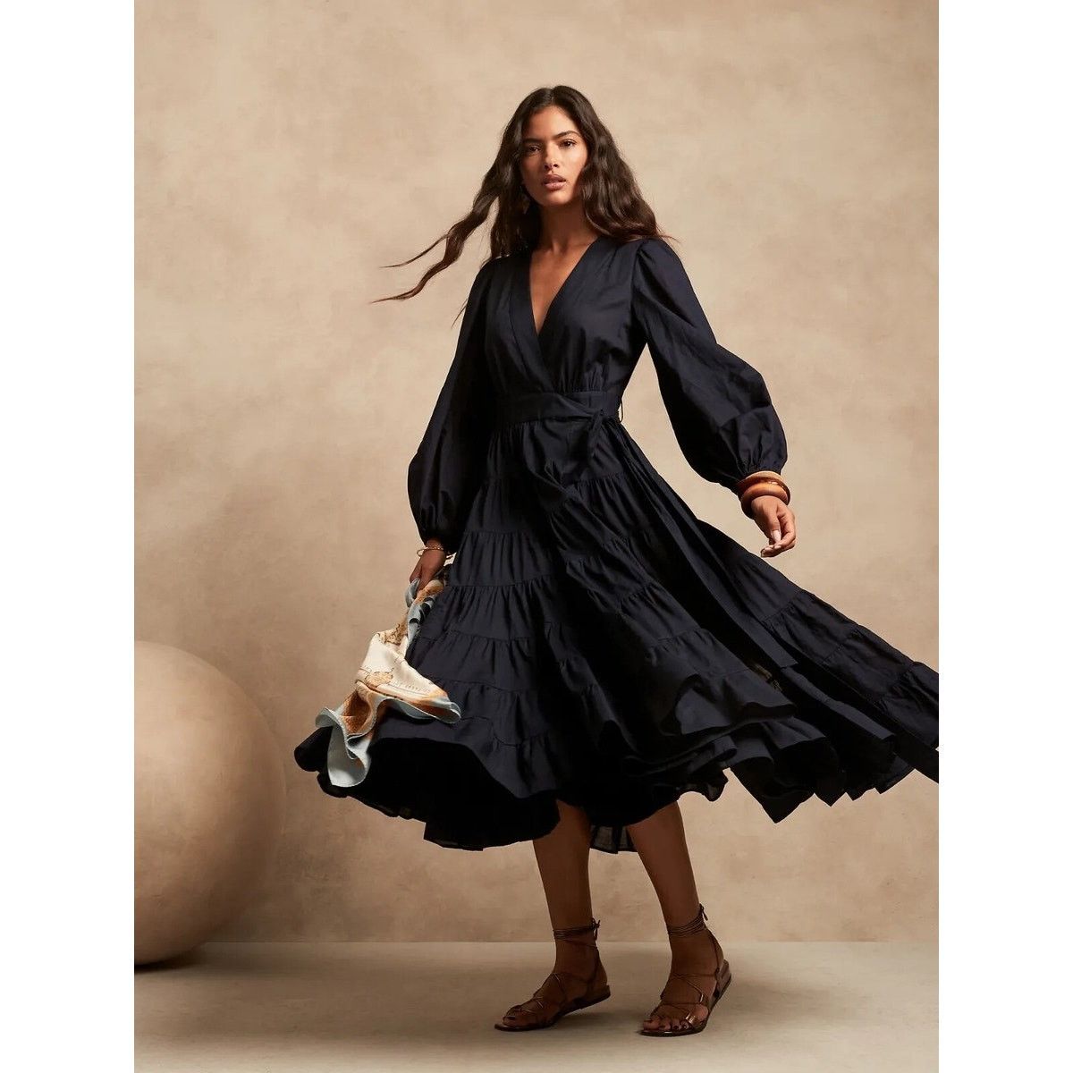 Banana Republic Wrap Midi Dress Soft 100% Cotton Sz 6