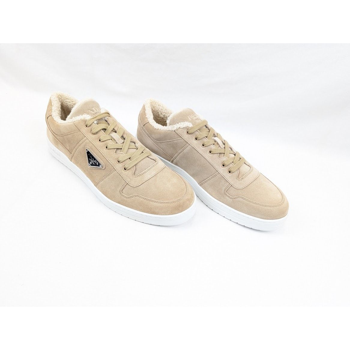Prada o1rshd1 Downtown Shearling Sneakers in Beige Size US 13 / EU 46 - 12 Thumbnail